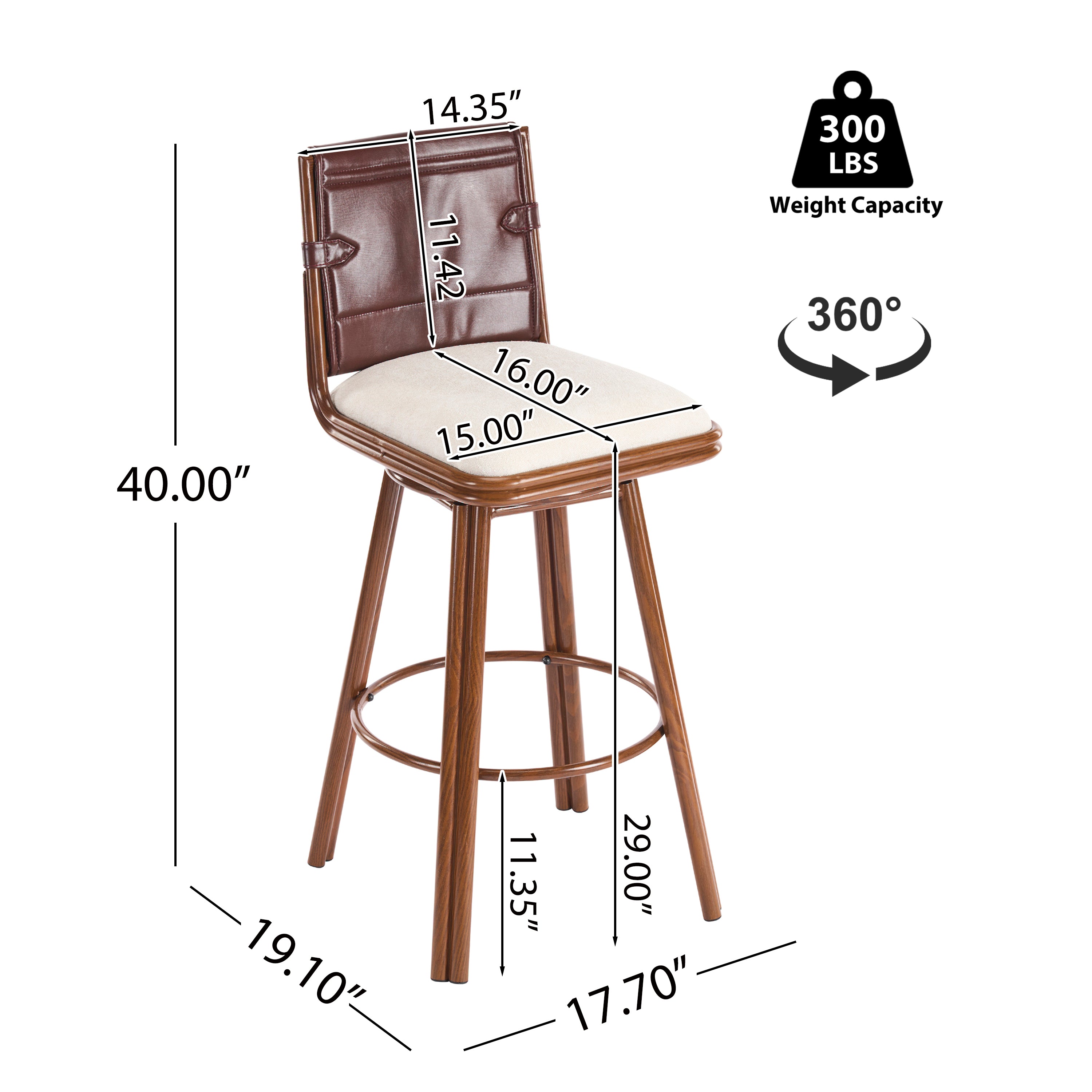 Sonoma 29" Swivel Counter Height PU Leather Upholstered Bar Stools Set of 2