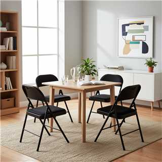 Fair Black Metal Folding Dining Chair Set of 4