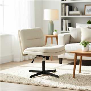 Homy Casa Alintoner 25.6" Adjustable Beige Office Chair Home Office Seating