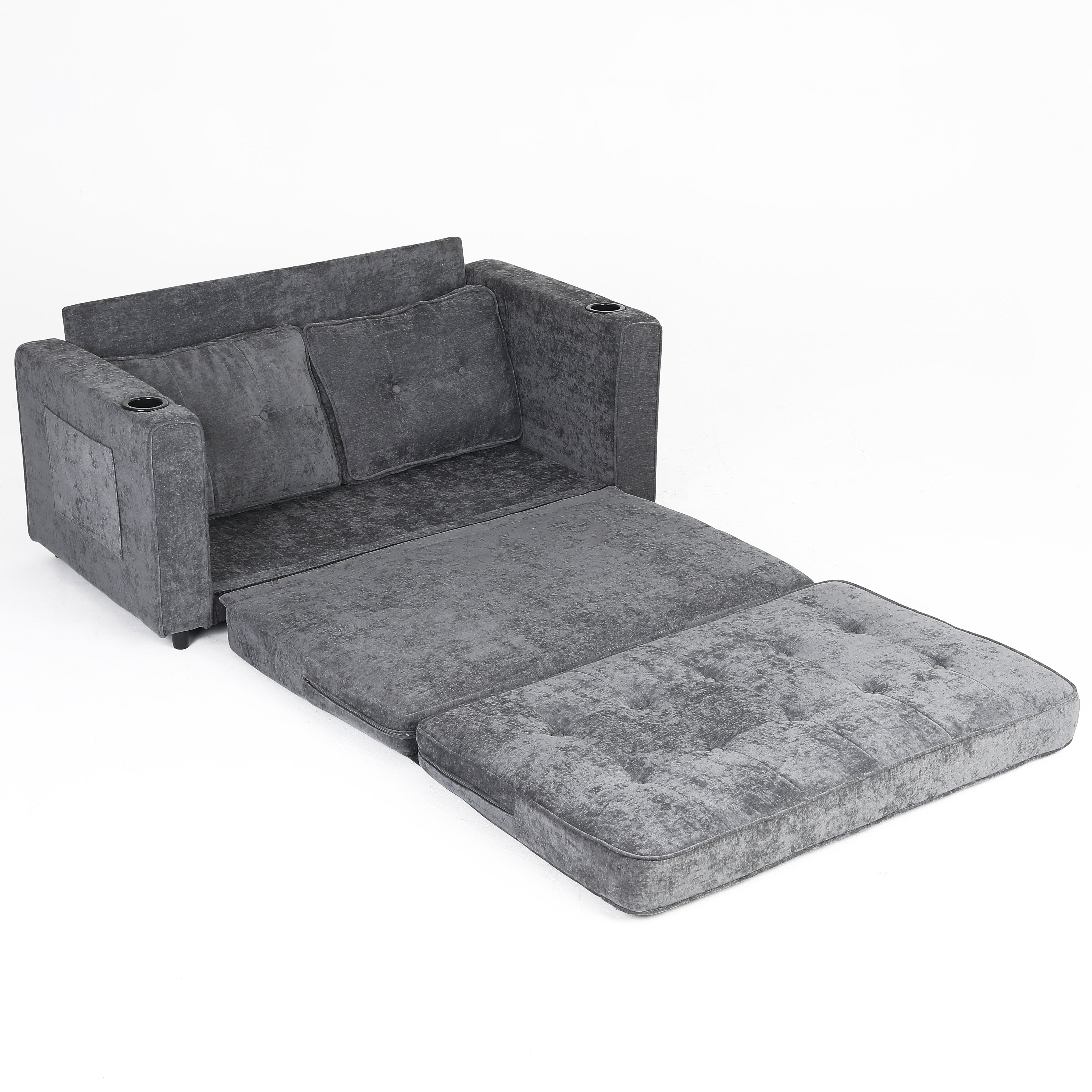 Tribeca 55" Velvet 3 Fold Sofa Bed with Side Pockets