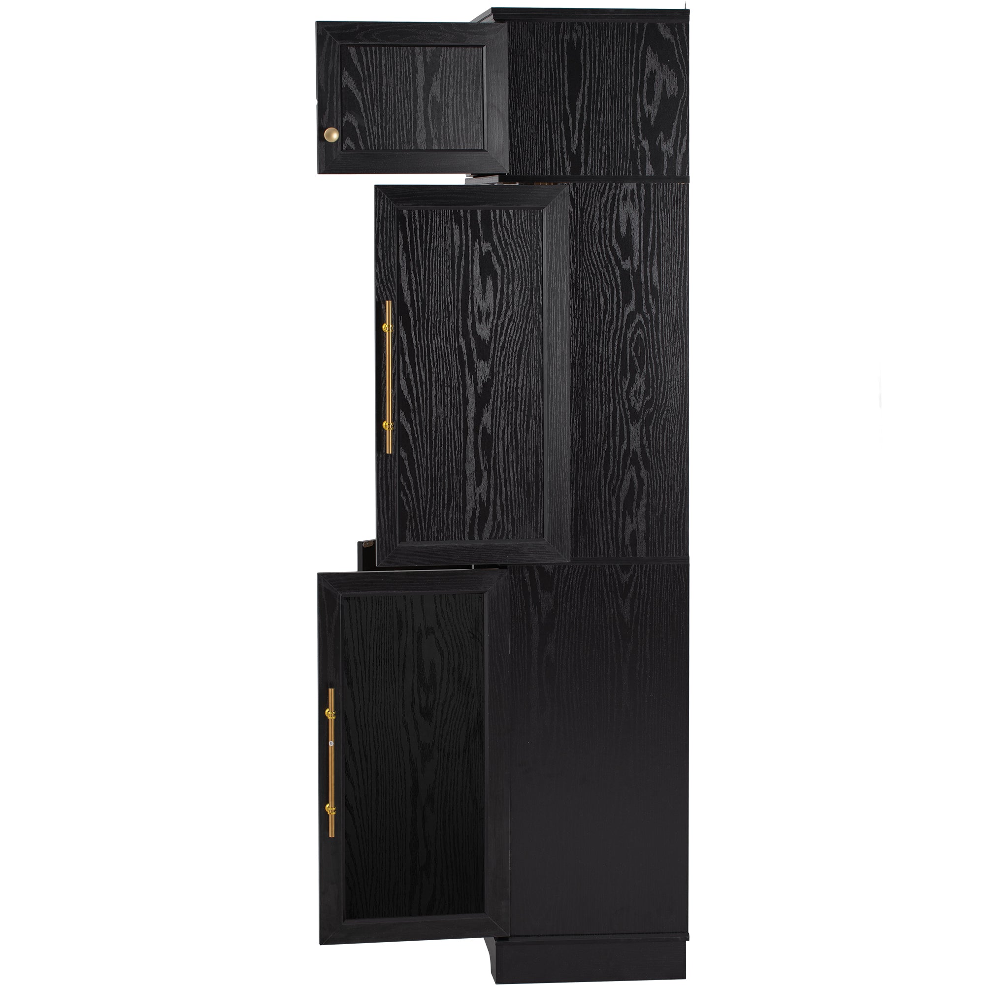 Bristol 78.2" Farmhouse Ash-Black Kitchen Pantry Cabinet with Adjustable Shelves