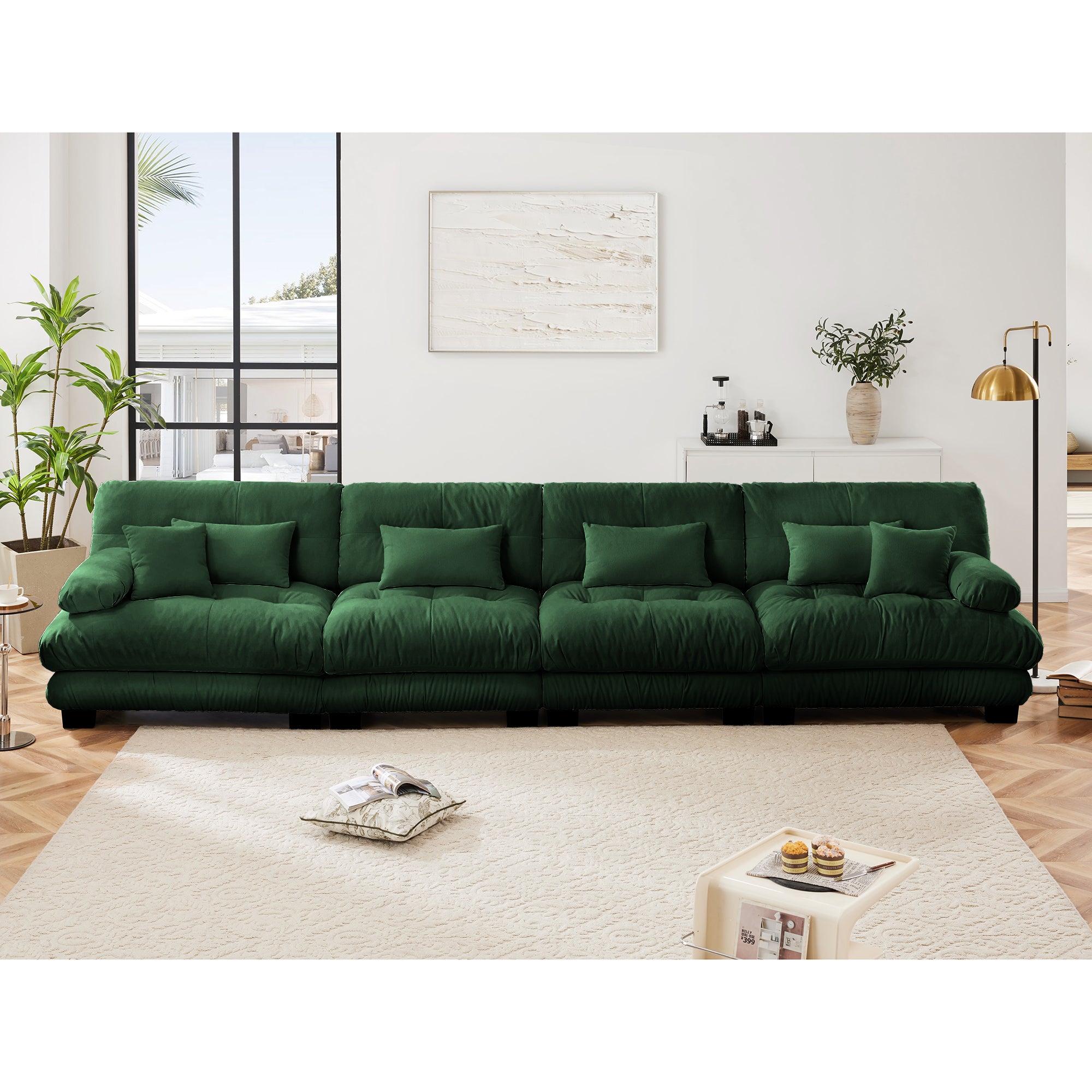 Monterey 173" Extra Large Modular Chenille Cloud Sectional Sofa with Bolstered Armrests