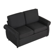 Pull Out Sofa Bed Loveseat Sleeper with Twin Size Memory Foam Mattress & USB Ports, Black Linen