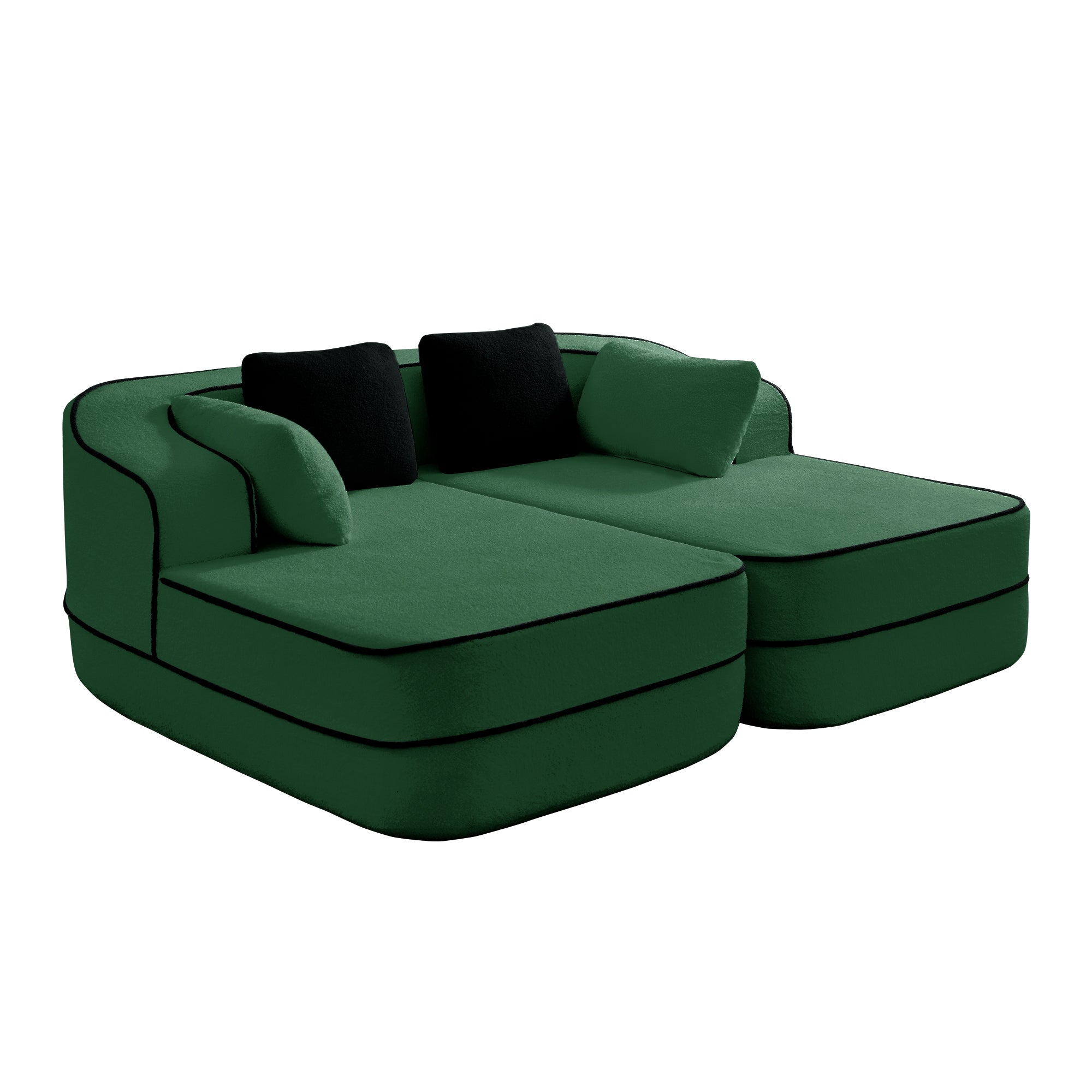 Gilbert 77.2" Teddy Fabric Sofa-in-a-Box with Double Chaise