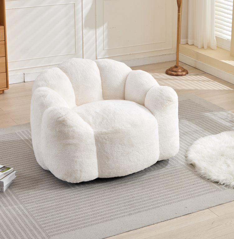 Greenfield Teddy Bean Bag Chair with Petal-Shaped Backrest