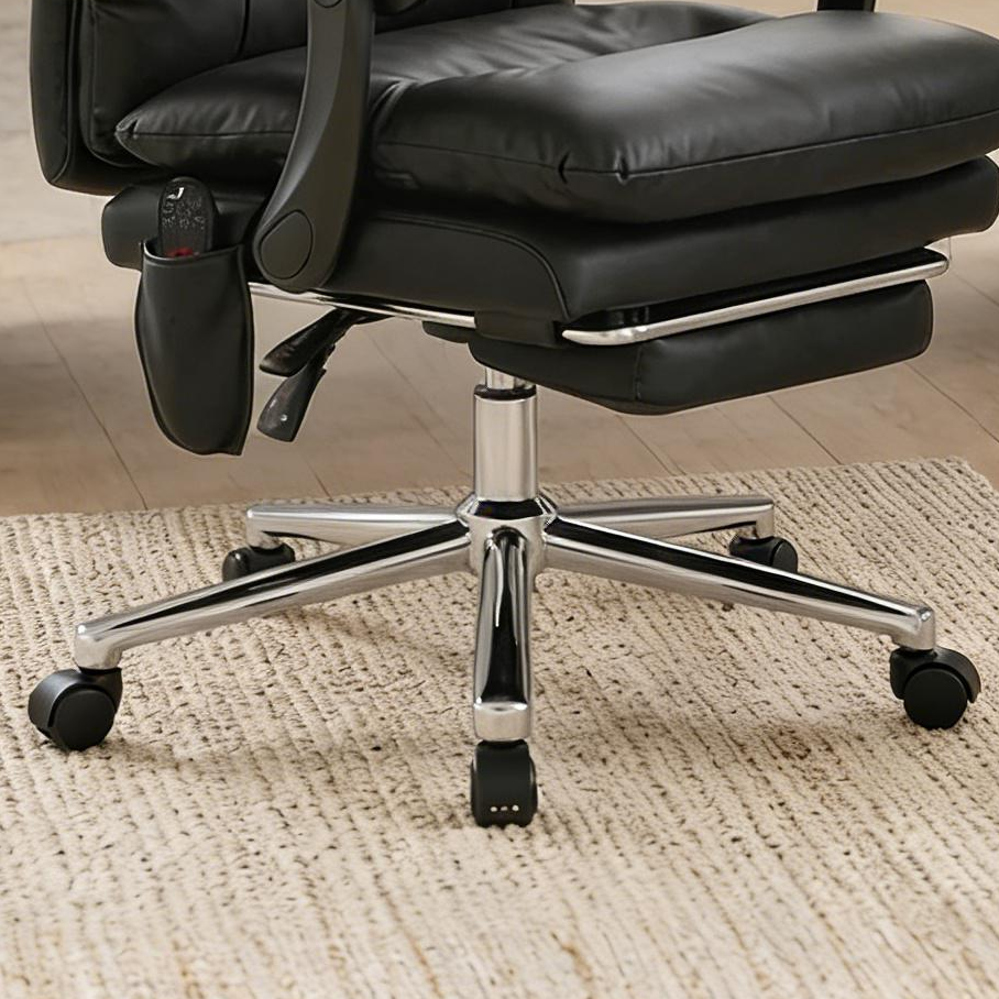 Selah Leather Massage Executive Office Chair with Reclining Backrest and Footrest