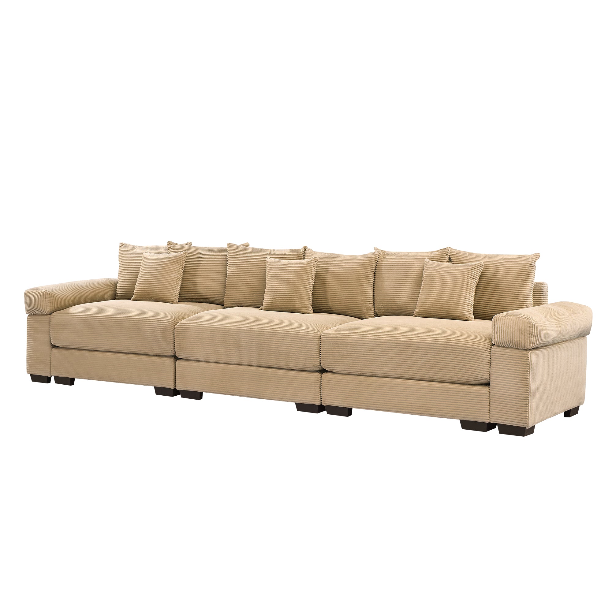 Albany 130" Modular Corduroy Cloud 4-Seater Sofa with Extra-Thick Armrests