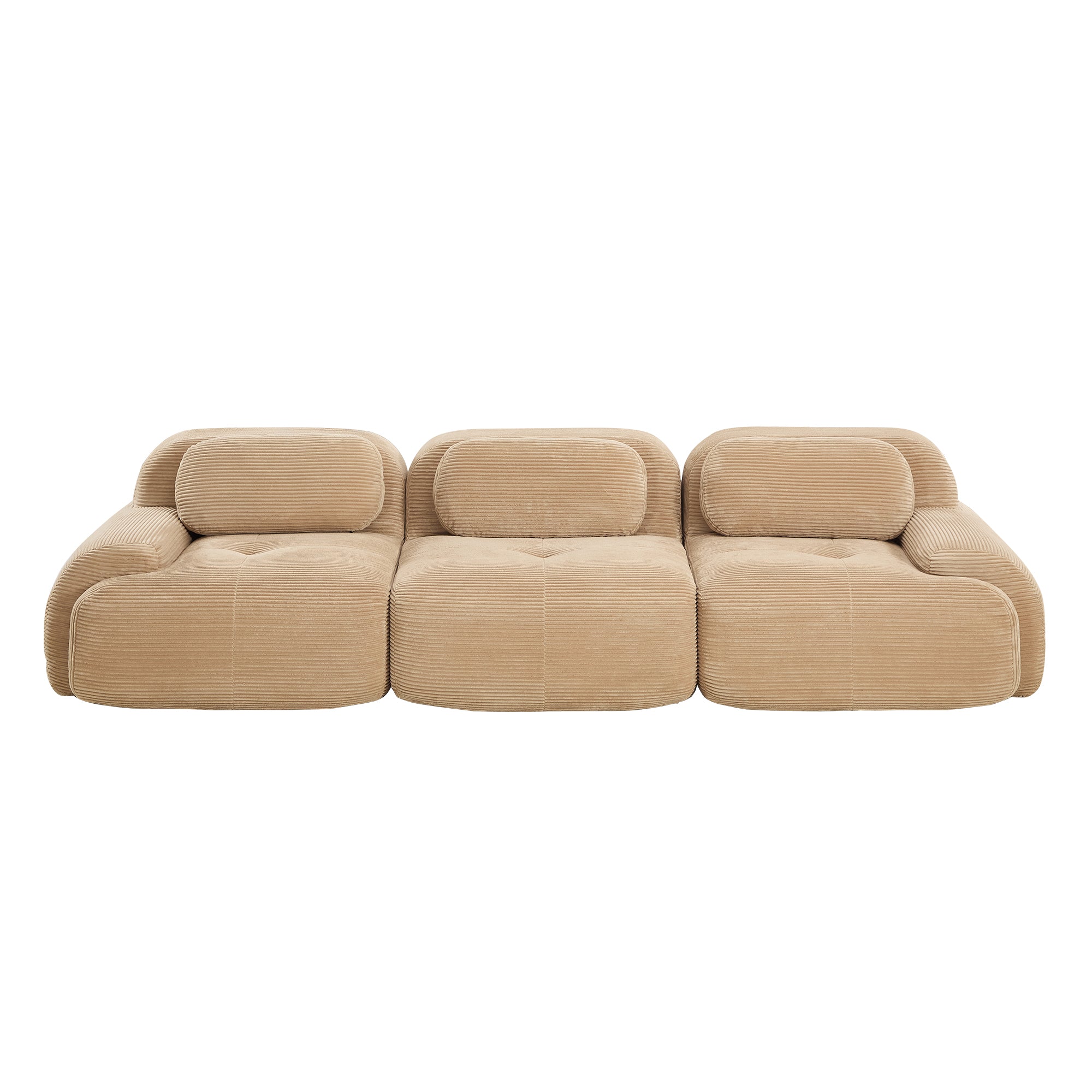 Anchorage 116" Modular Corduroy 3-Seater Sofa with Curved Armrest