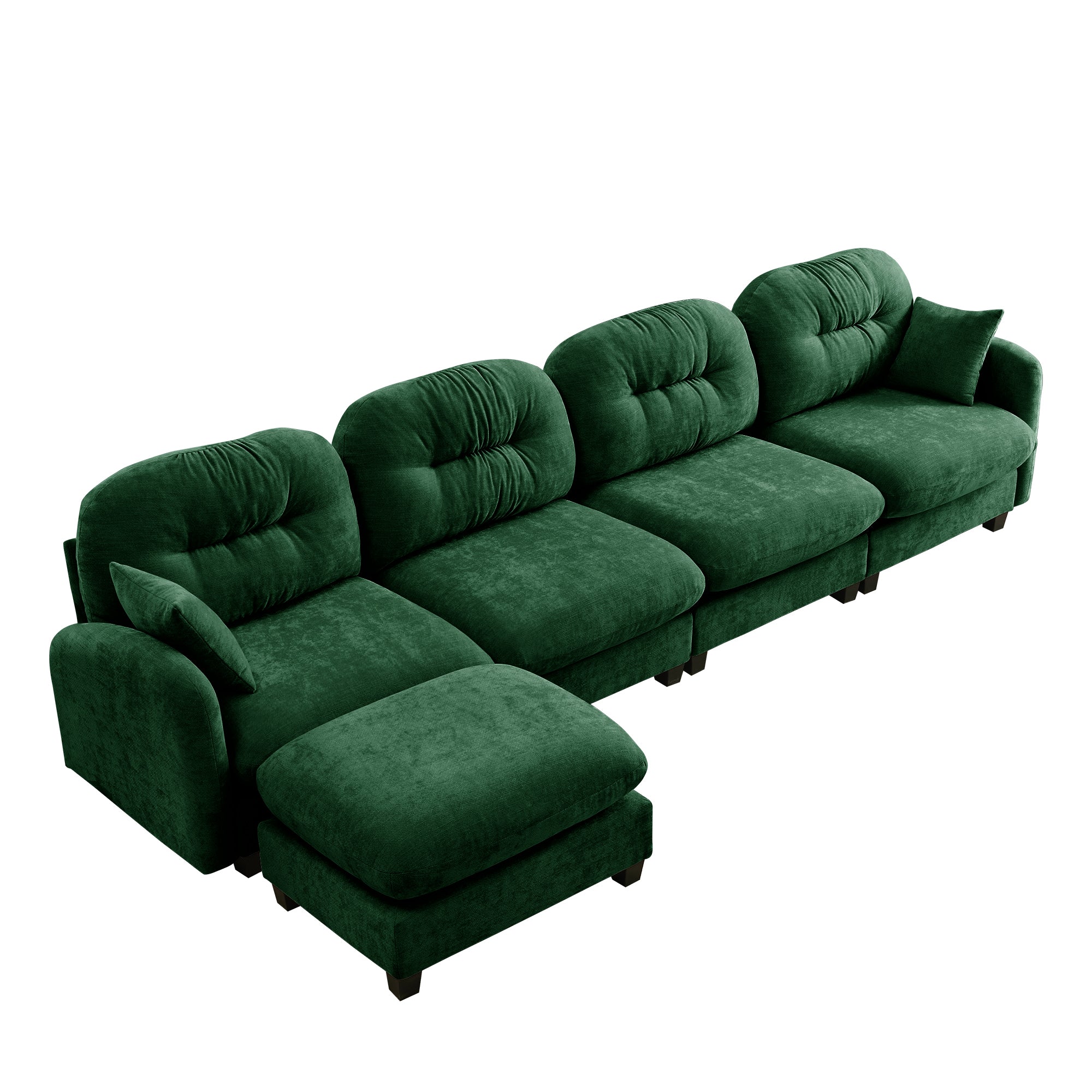Roselyn 140" Modular Chenille Cloud L-Shaped Sectional Sofa with Ottoman and Tufted Cushion Backrest