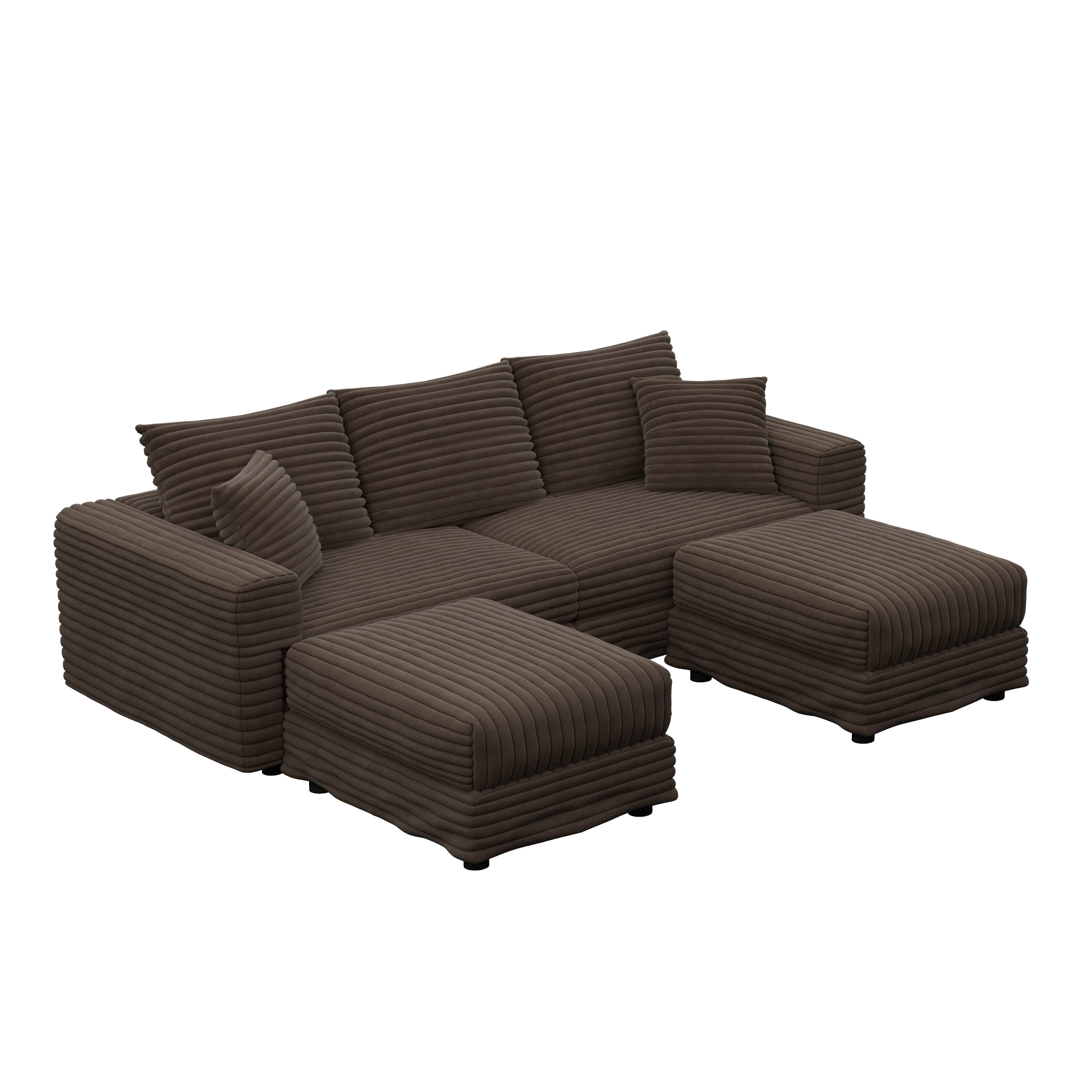 Norwalk 83" Modular Plush Corduroy U-Shaped Sectional Sofa with 2 Movable Ottomans