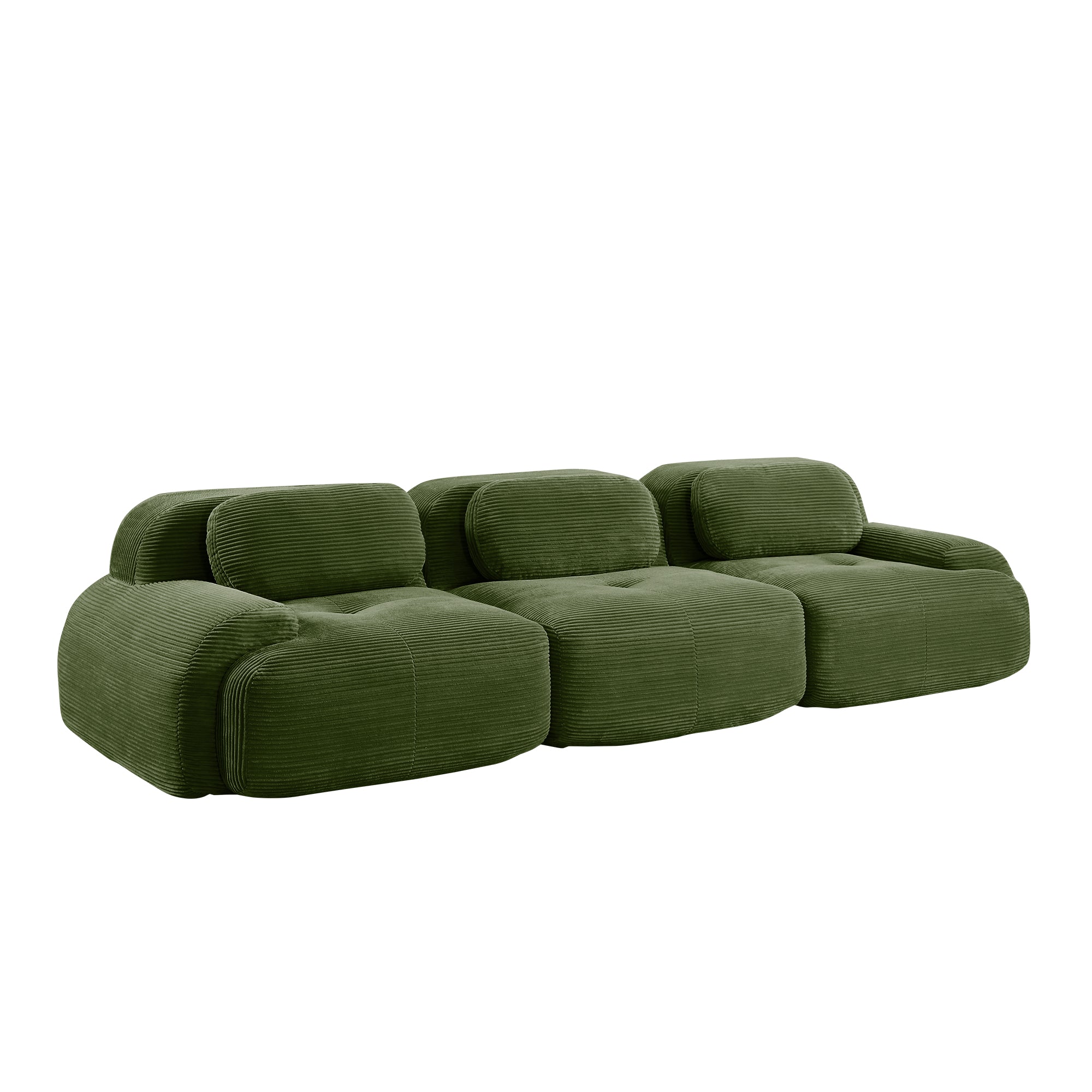 Anchorage 116" Modular Corduroy 3-Seater Sofa with Curved Armrest