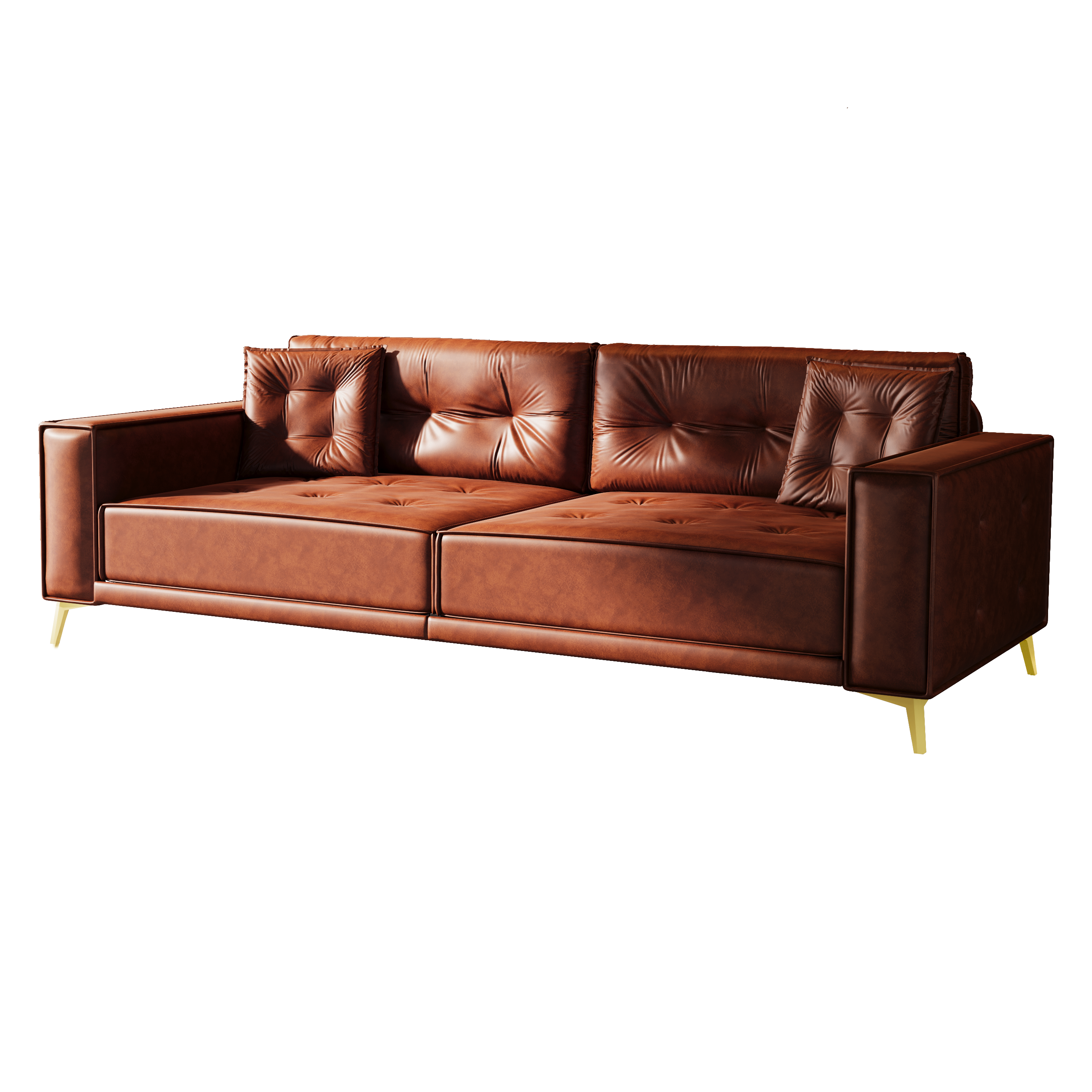 Lexington 92" Faux Leather 4-Seater Sleeper Sofa Bed with Ultra Wide Armrests and Pillows