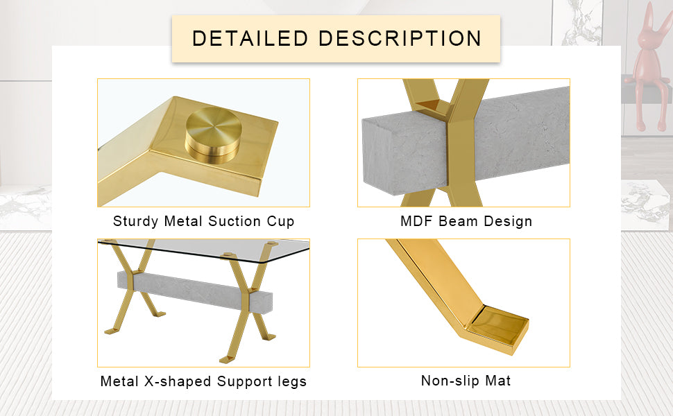 Nile 71inch Tempered Glass Dining Table