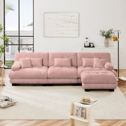 Monterey 134" Modular Chenille Cloud L-Shaped Sectional Sofa with Convertible Ottoman