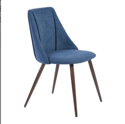 Homy Casa Clift 3PC Dining Set, 31.5” White Round Table with 2 SMEG High Back Upholstered Dining Chair Dark Blue