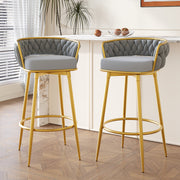 Aurea 31.5" Modern Swivel Counter Height Bar Stools Set of 2 with Gold Metal Legs