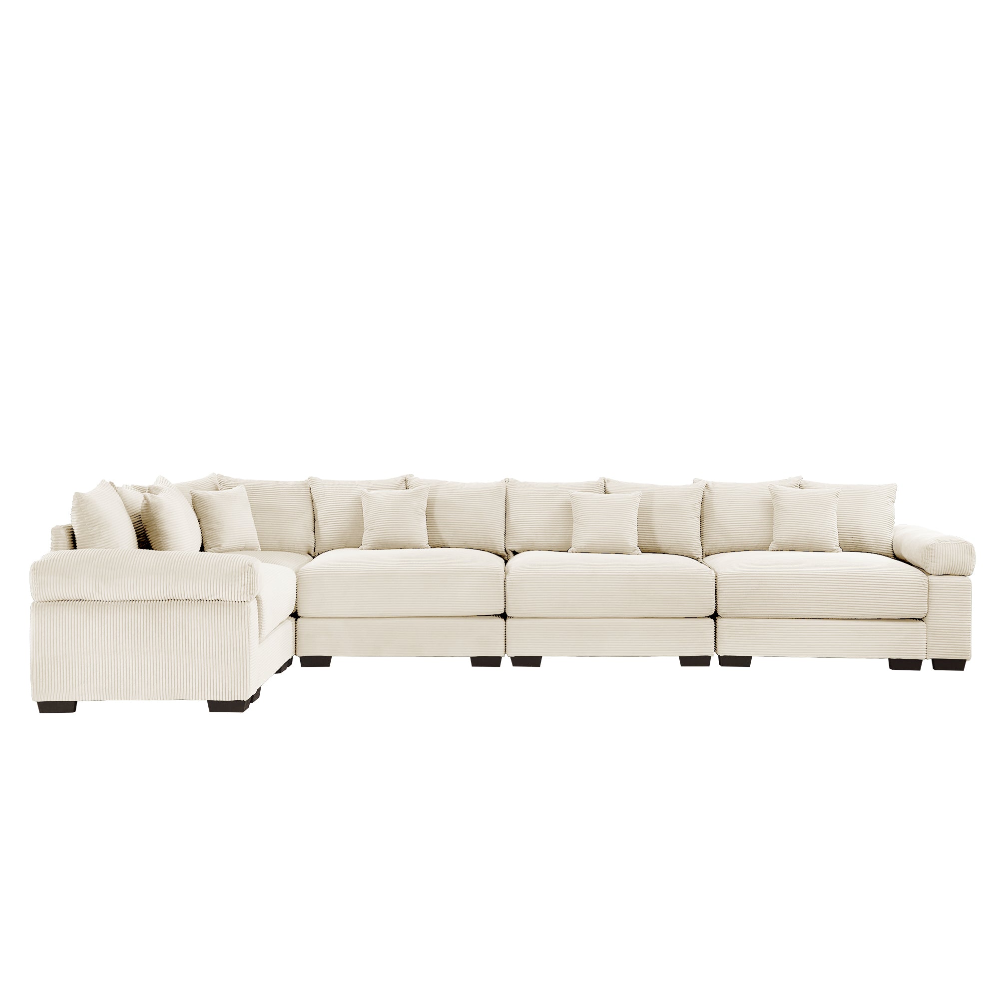 Albany 155" Modular Corduroy Oversized Cloud L-Shaped Sectional Sofa with Ottoman
