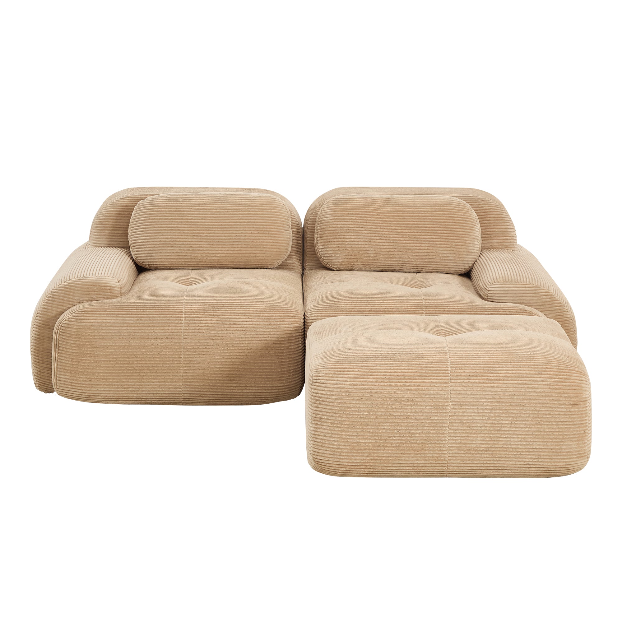 Anchorage 80" L-Shaped Modular Corduroy Cloud Sofa with Ottoman