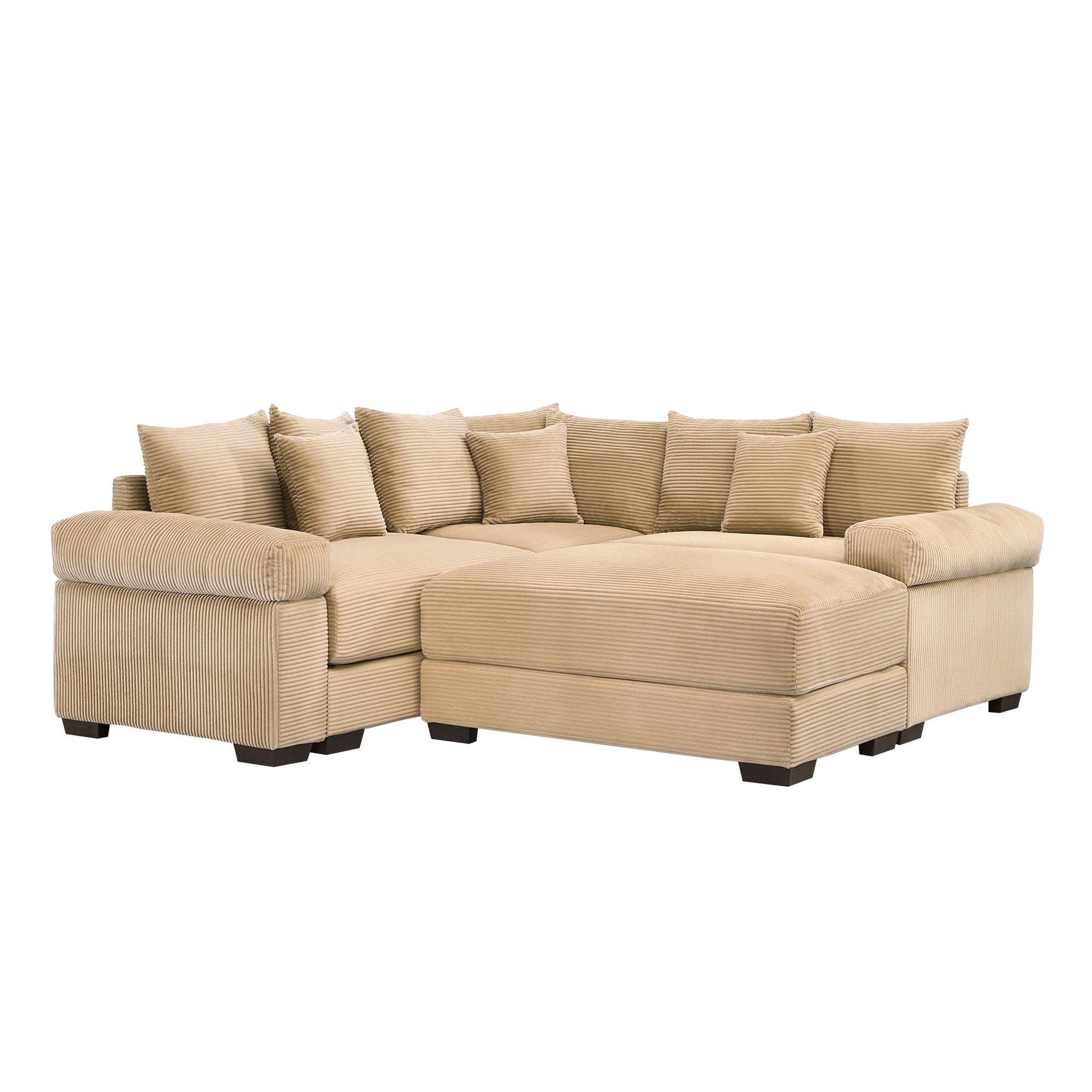 Albany 79" 4 Pieces Corduroy Modular Corner Sectional Sofa with Ottoman