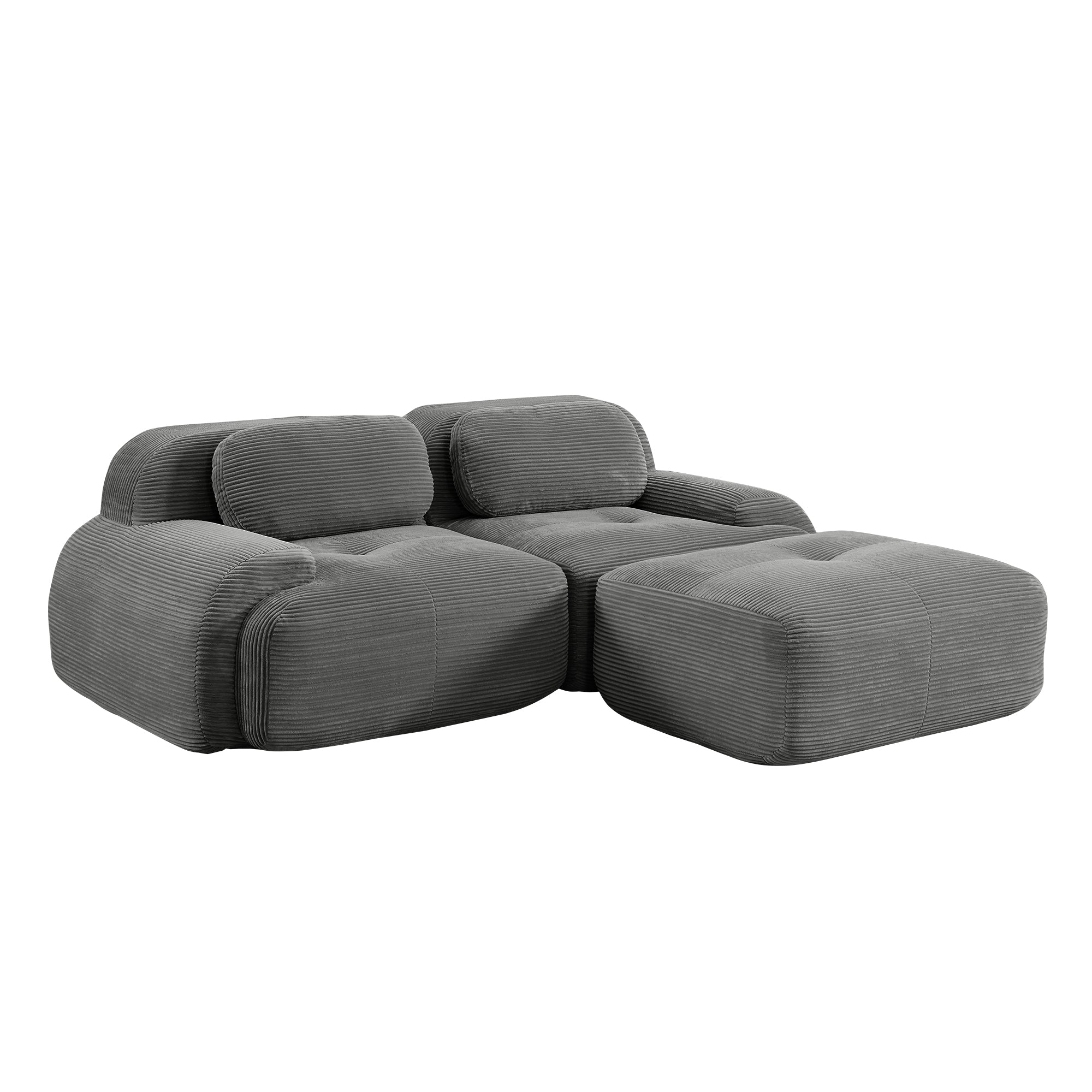 Anchorage 80" L-Shaped Modular Corduroy Cloud Sofa with Ottoman