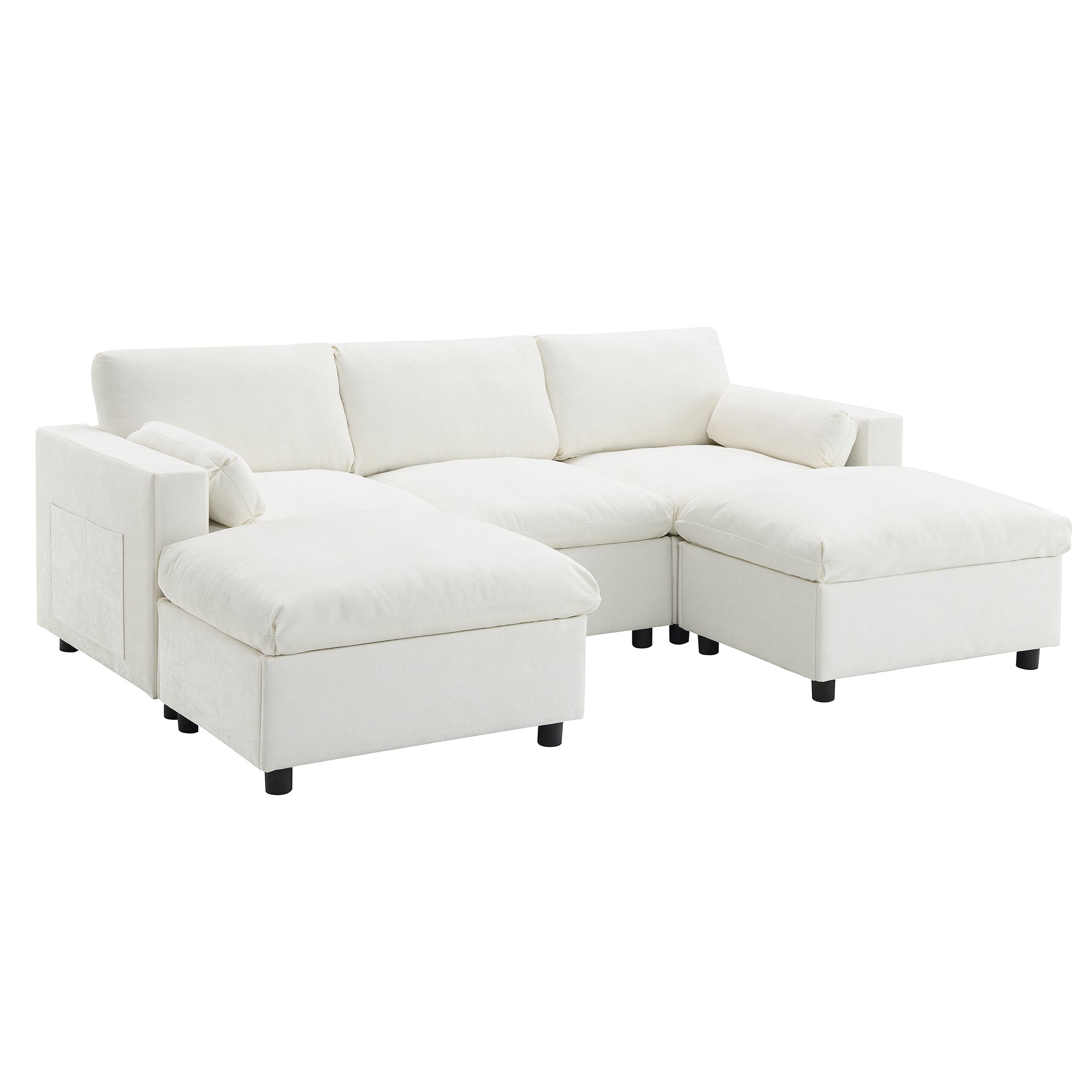 Madison U-Shaped Modular Sectional Sofa with Ottomans
