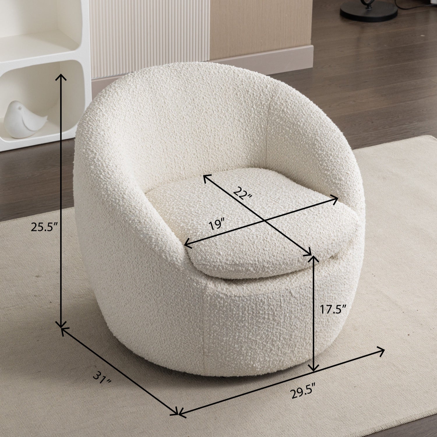 Arches Modern Upholstered Swivel Barrel Chair