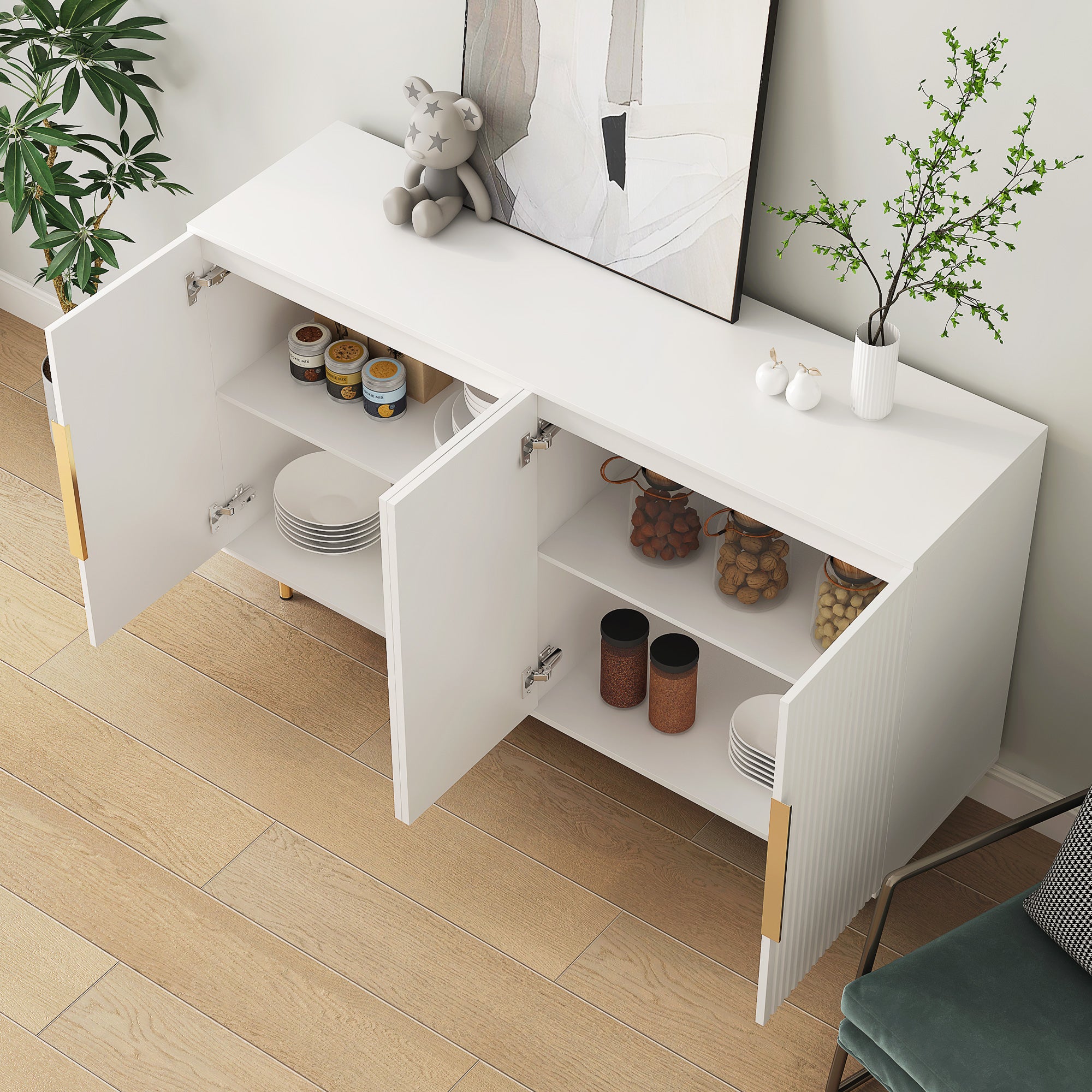 Jaipur 56" 4-Door Sideboard with Gold Handles