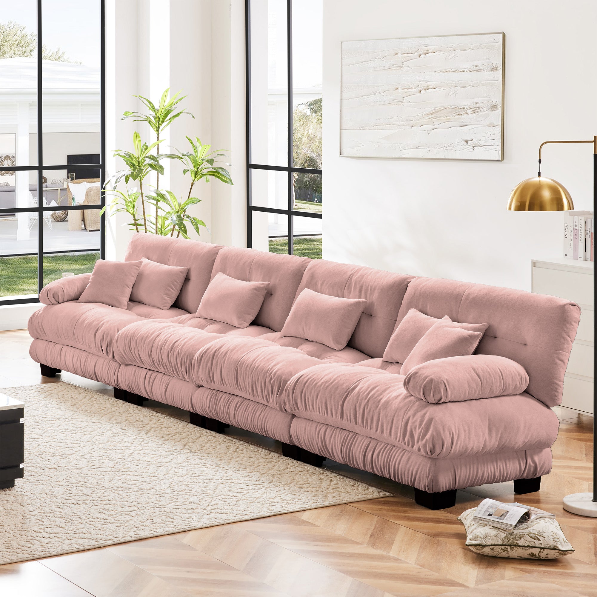Monterey 173" Extra Large Modular Chenille Cloud Sectional Sofa with Bolstered Armrests