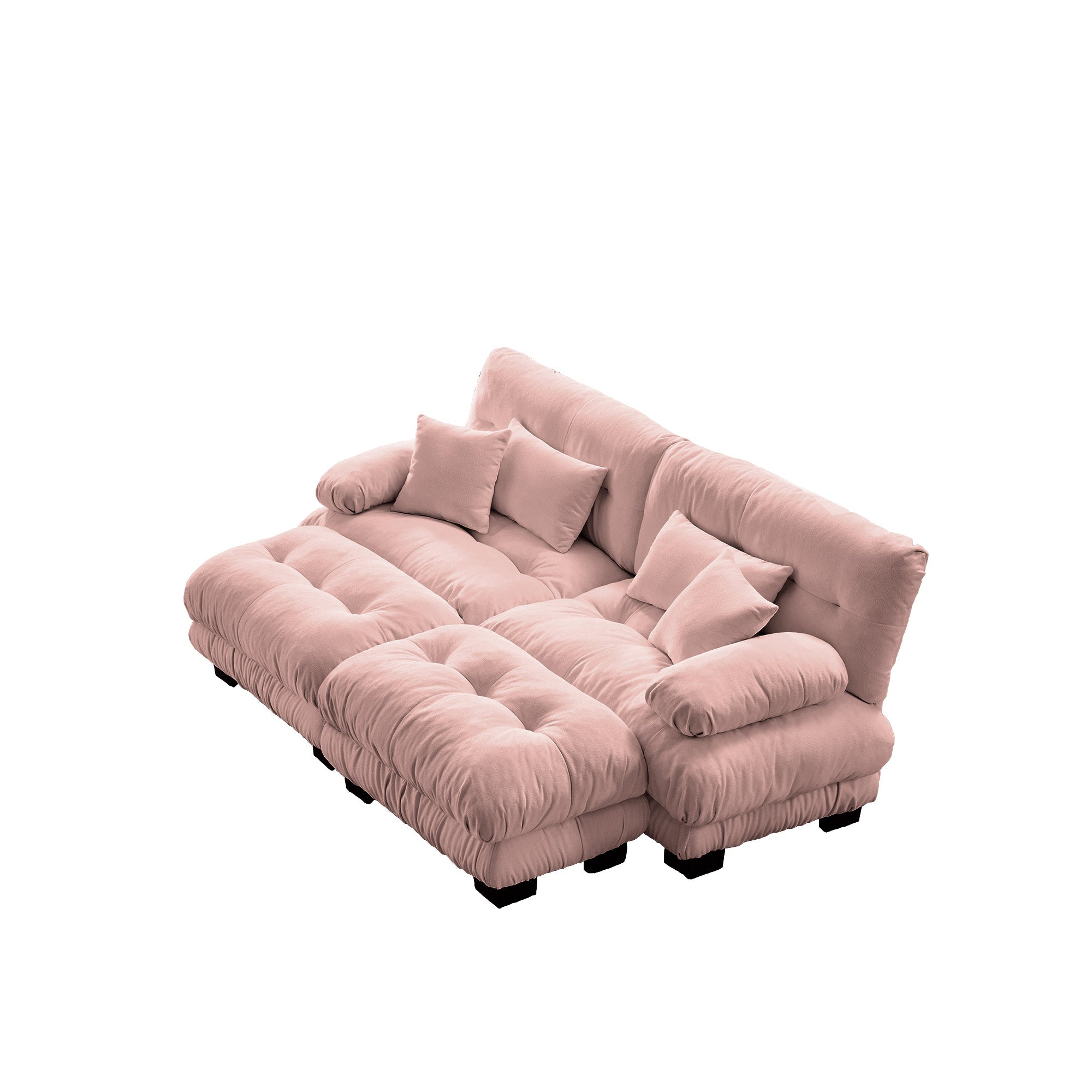 Monterey 94" Modular Chenille Cloud Sofa with 2 Ottomans and Bolstered Armrests