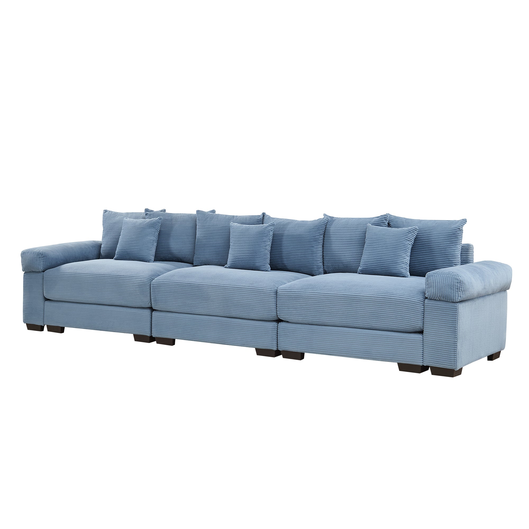 Albany 130" Modular Corduroy Cloud 4-Seater Sofa with Extra-Thick Armrests