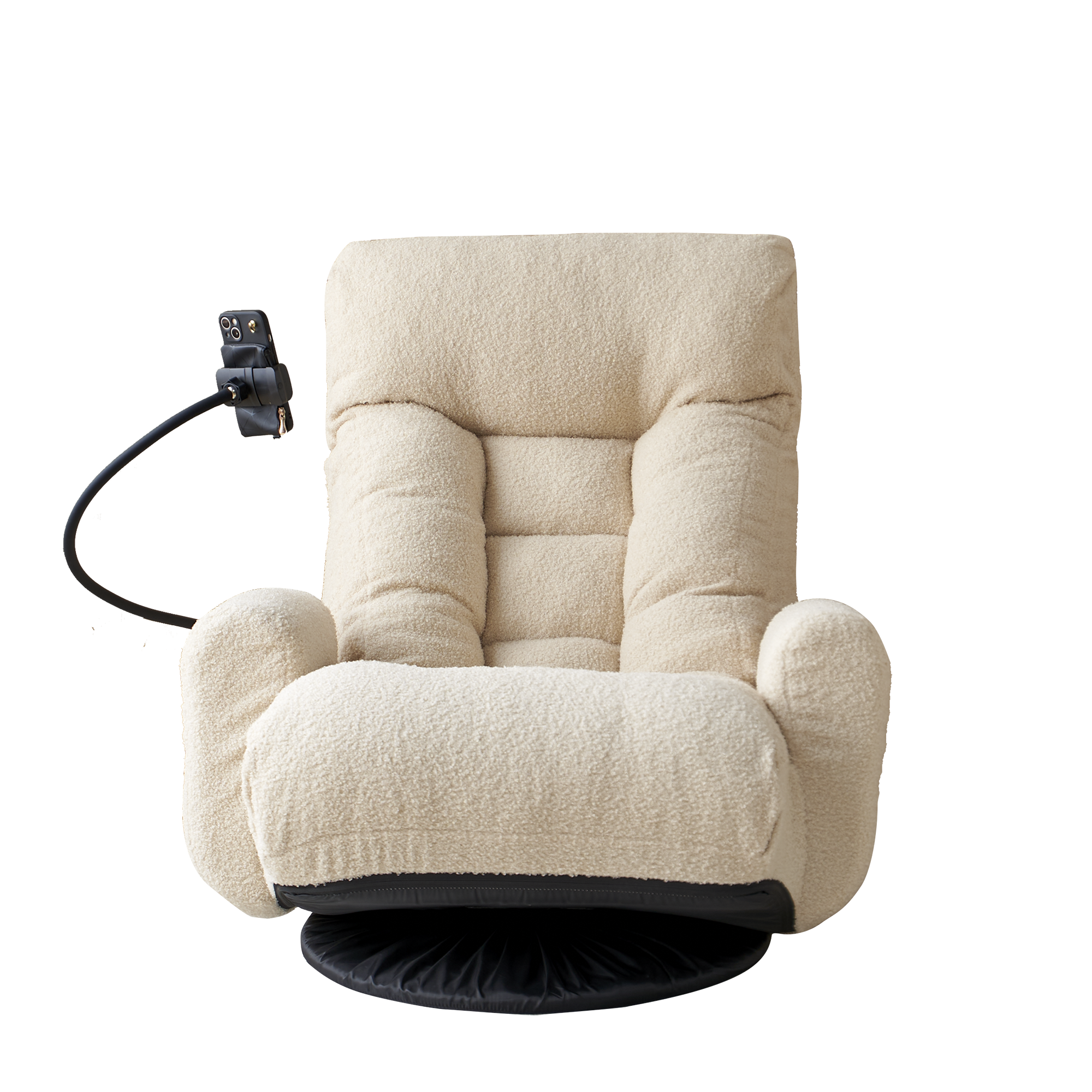 Adjustable Beige Swivel Lounge Chair with 360-Degree Rotating Seat and Headrest Support, Leisure Chair Deck Chair - Game Chair for Living Room