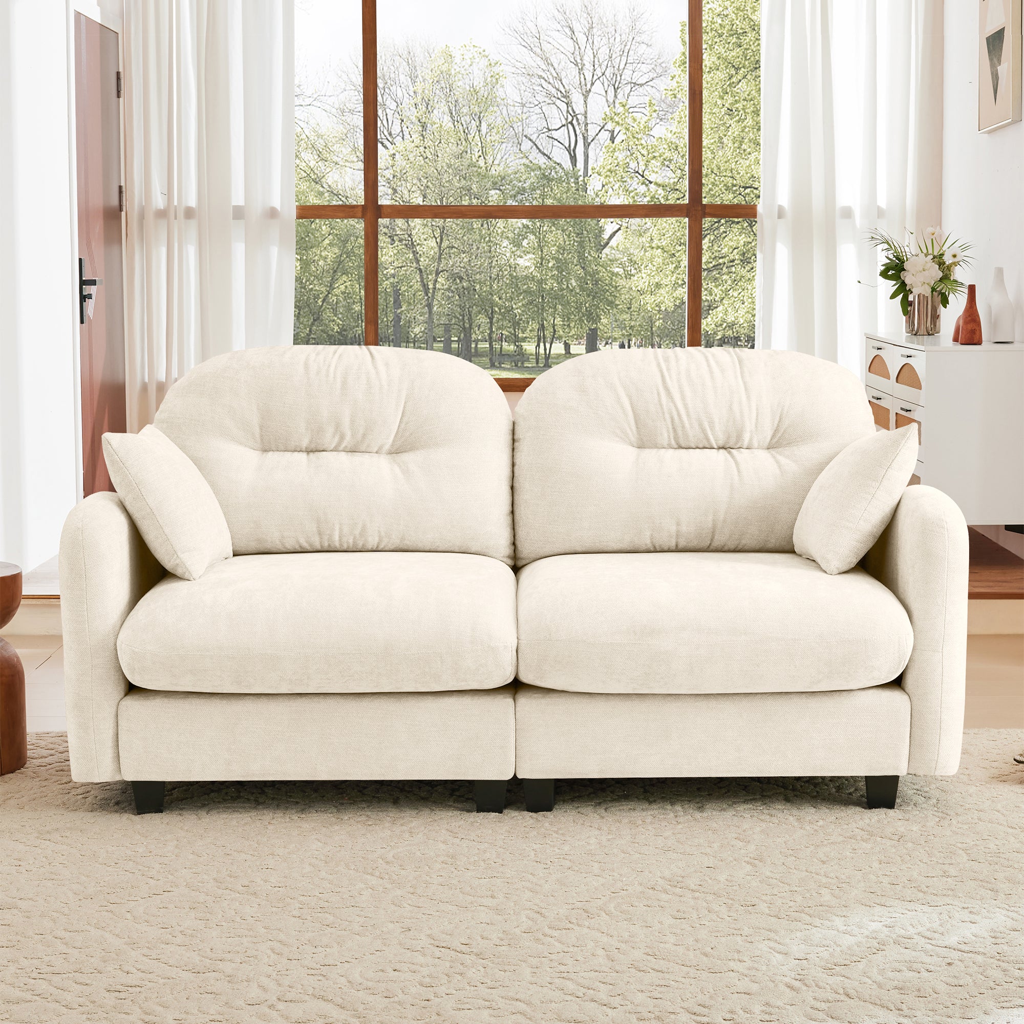Roselyn 74" Modular Chenille Cloud Loveseat Sofa with Tufted Cushion Backrest