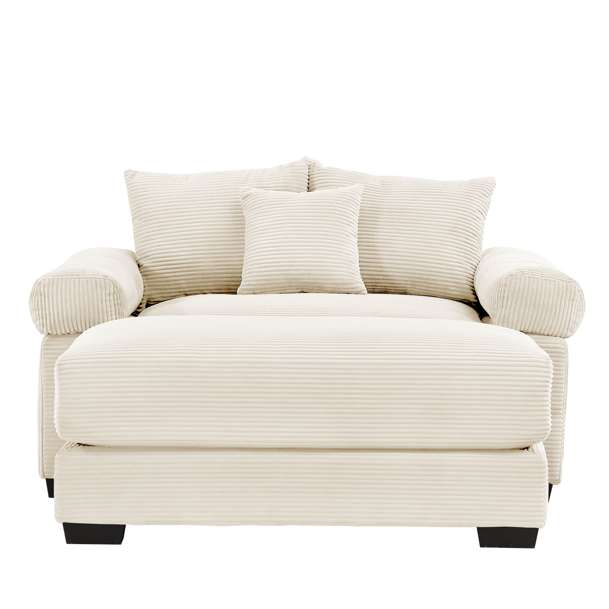 Albany 54" 2 Piece Corduroy Armchair Accent Chair with Ottoman and Extra-Thick Armrests