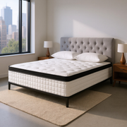 QUEEN Size 12 Inch Hybrid Mattress Individual Pocket Spring 7-Zoned Memory Foam Knitted Cover CertiPUR-US White