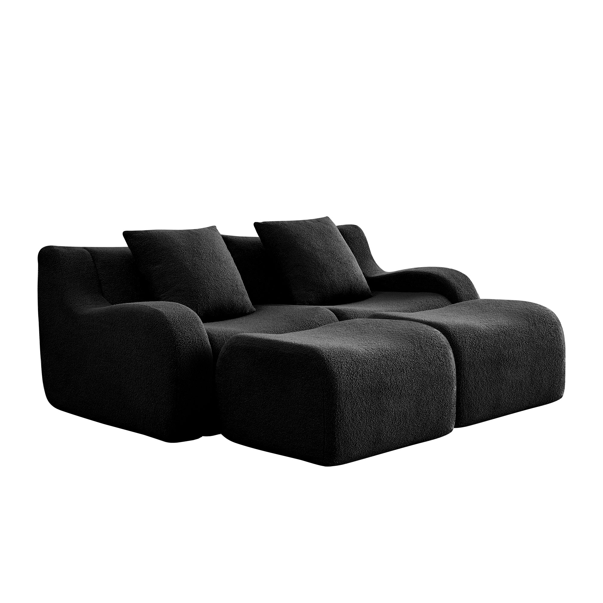 Chico 83" Modular Soft Teddy Fabric Loveseat Sofa with Curved Armrests
