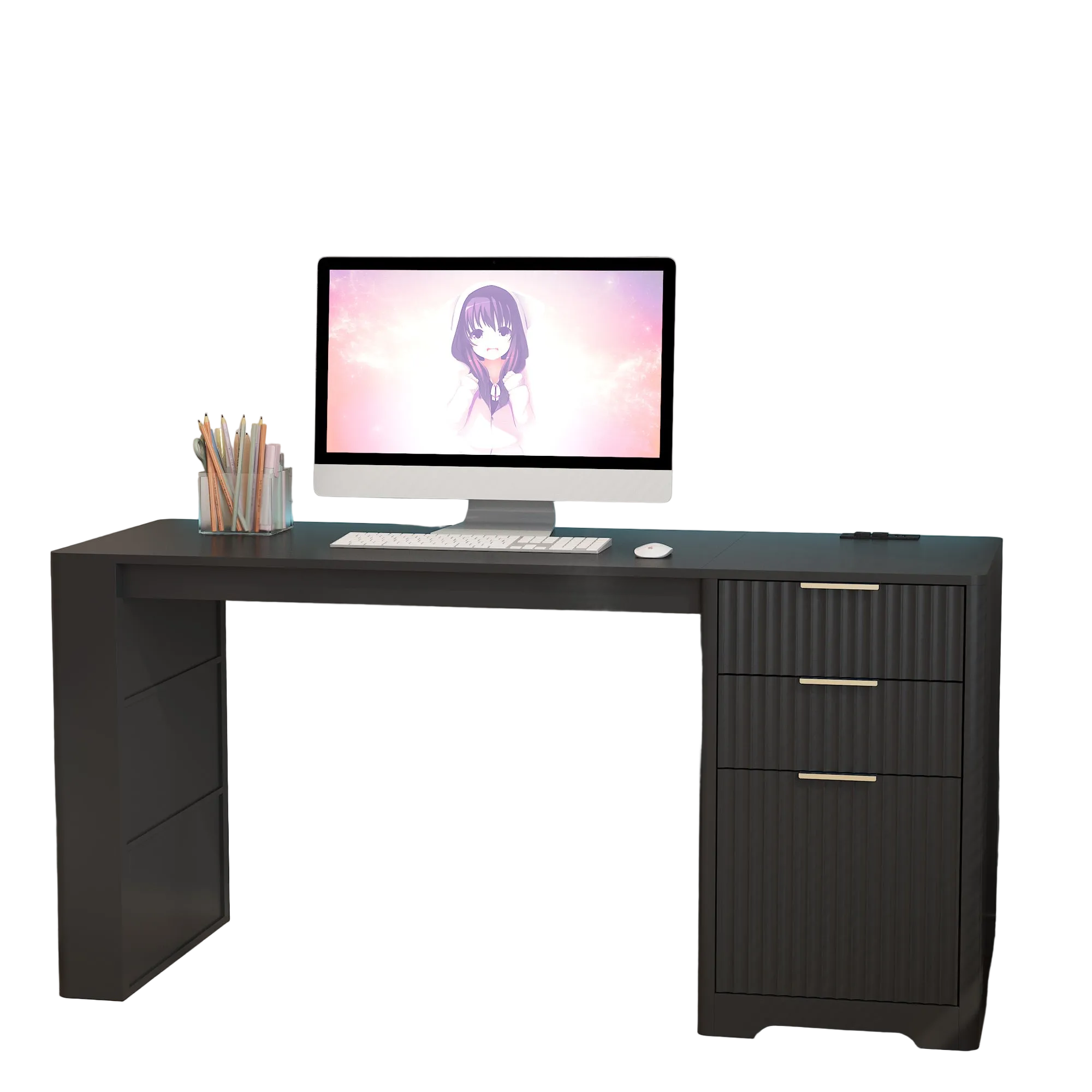Brisa 60" Home Office Desk with Storage and Led Light