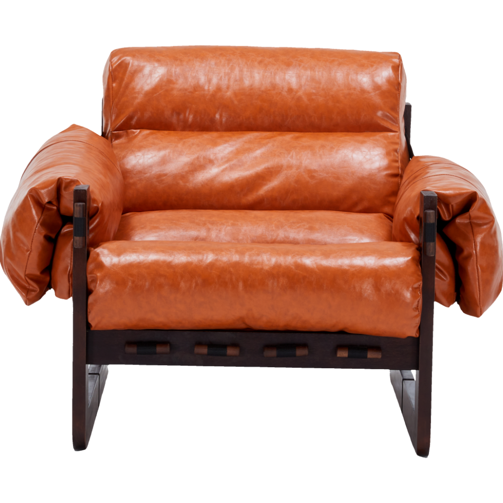 Ravena Modern Vintage Leather Lounge Chair with Removable Armrests