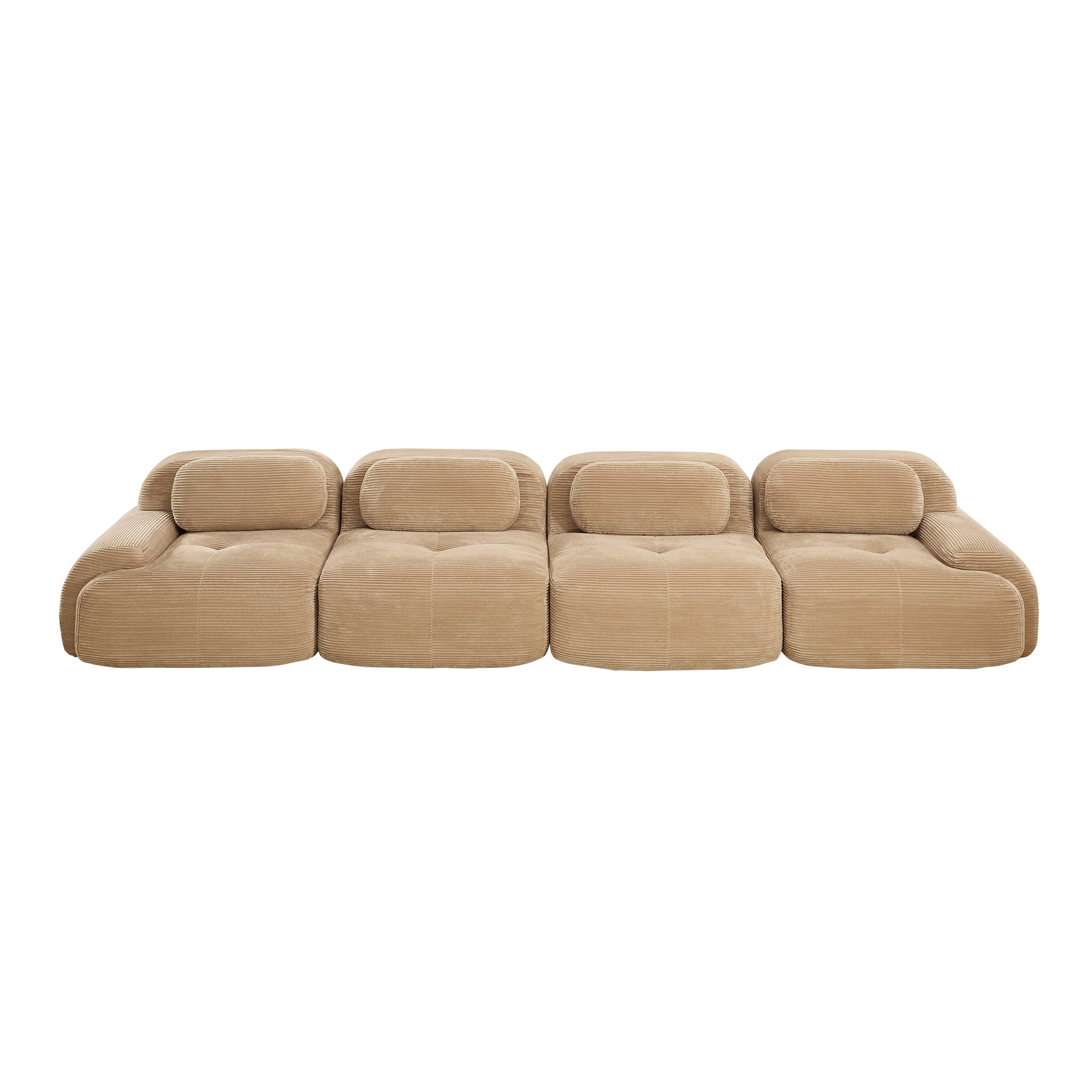 Anchorage 152" Modular Corduroy 4-Seater Sofa with Curved Armrest