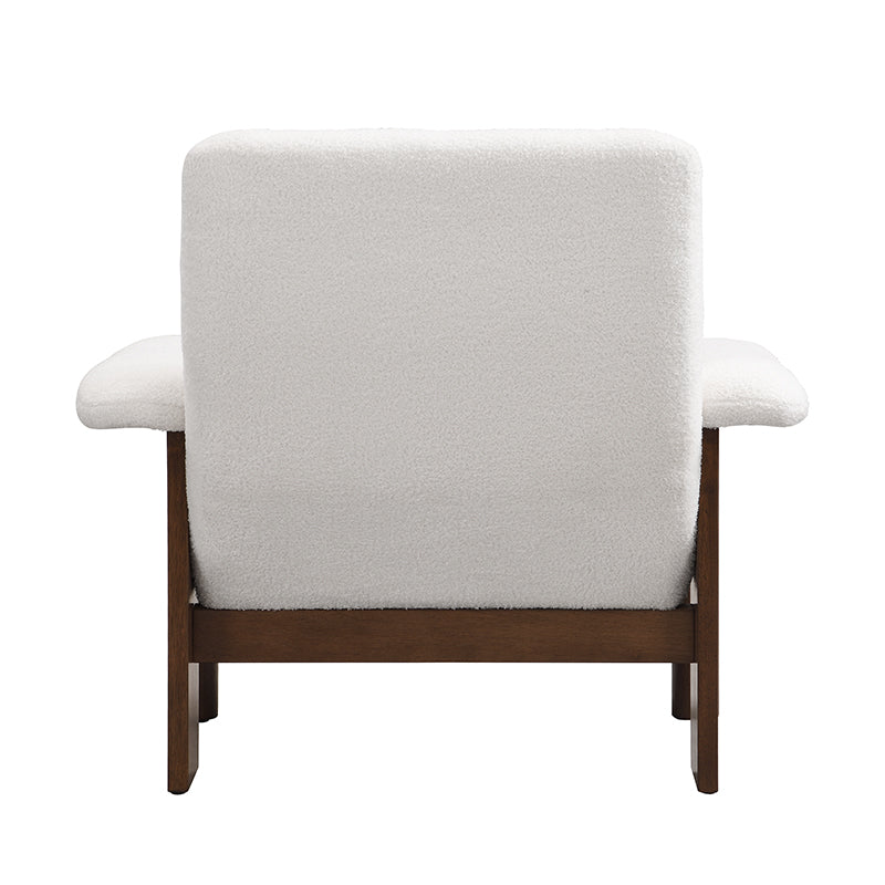 Accent Chair set with Ottoman in White/Wood