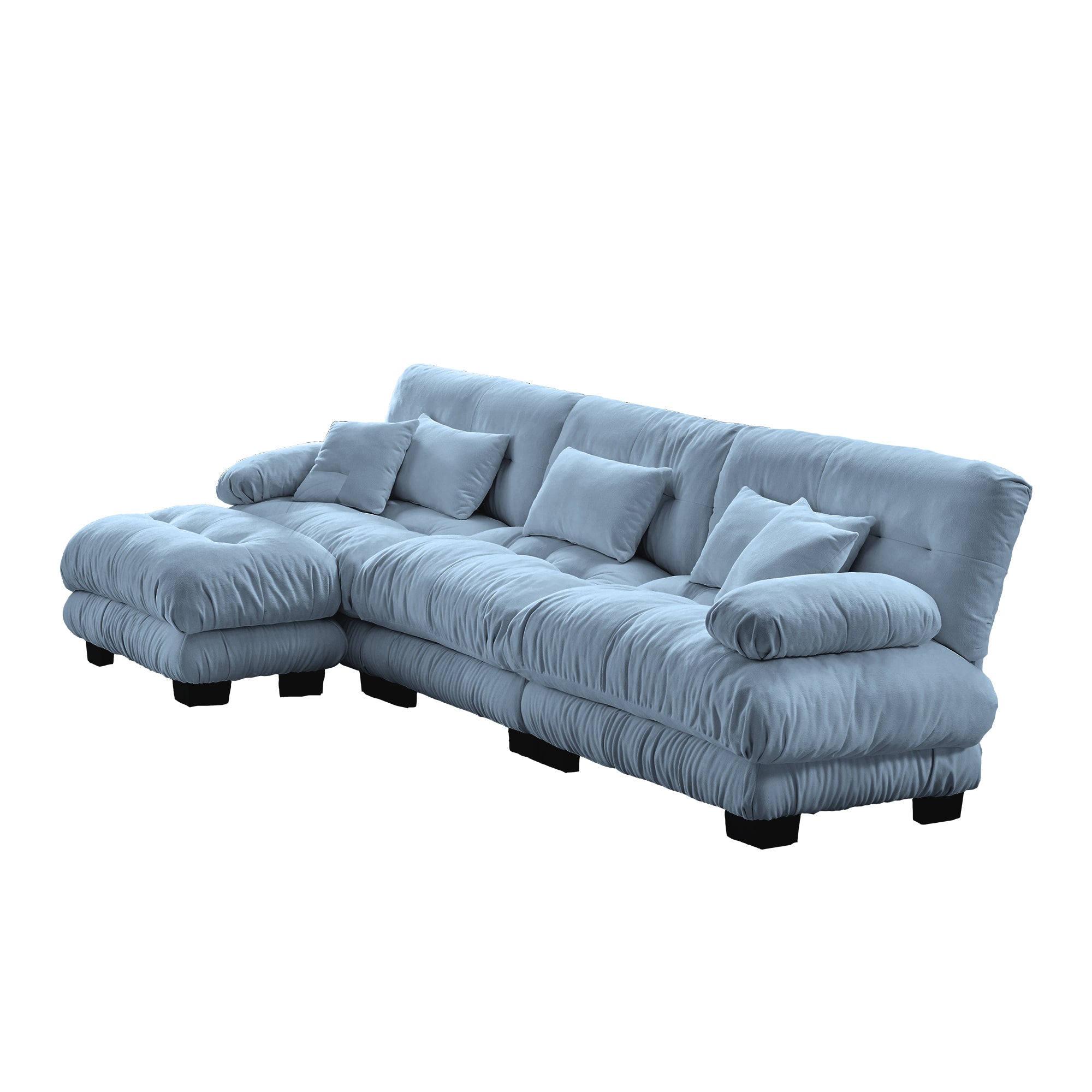 Monterey 134" Modular Chenille Cloud L-Shaped Sectional Sofa with Convertible Ottoman