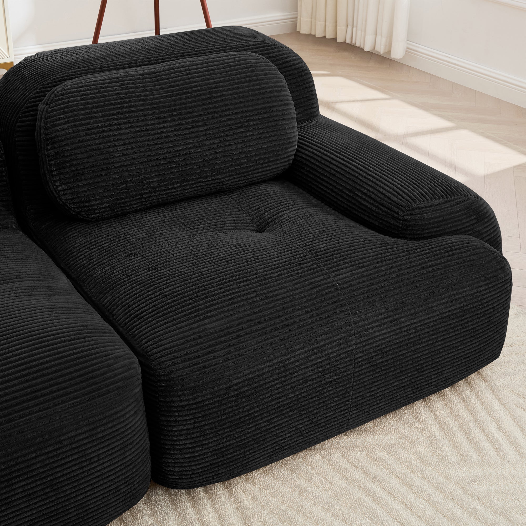 Anchorage 152" Modular Corduroy 4-Seater Sofa with Curved Armrest