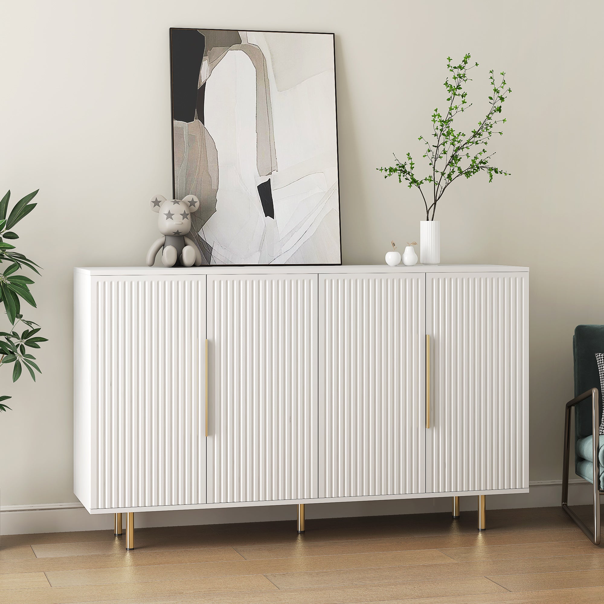 Jaipur 56" 4-Door Sideboard with Gold Handles