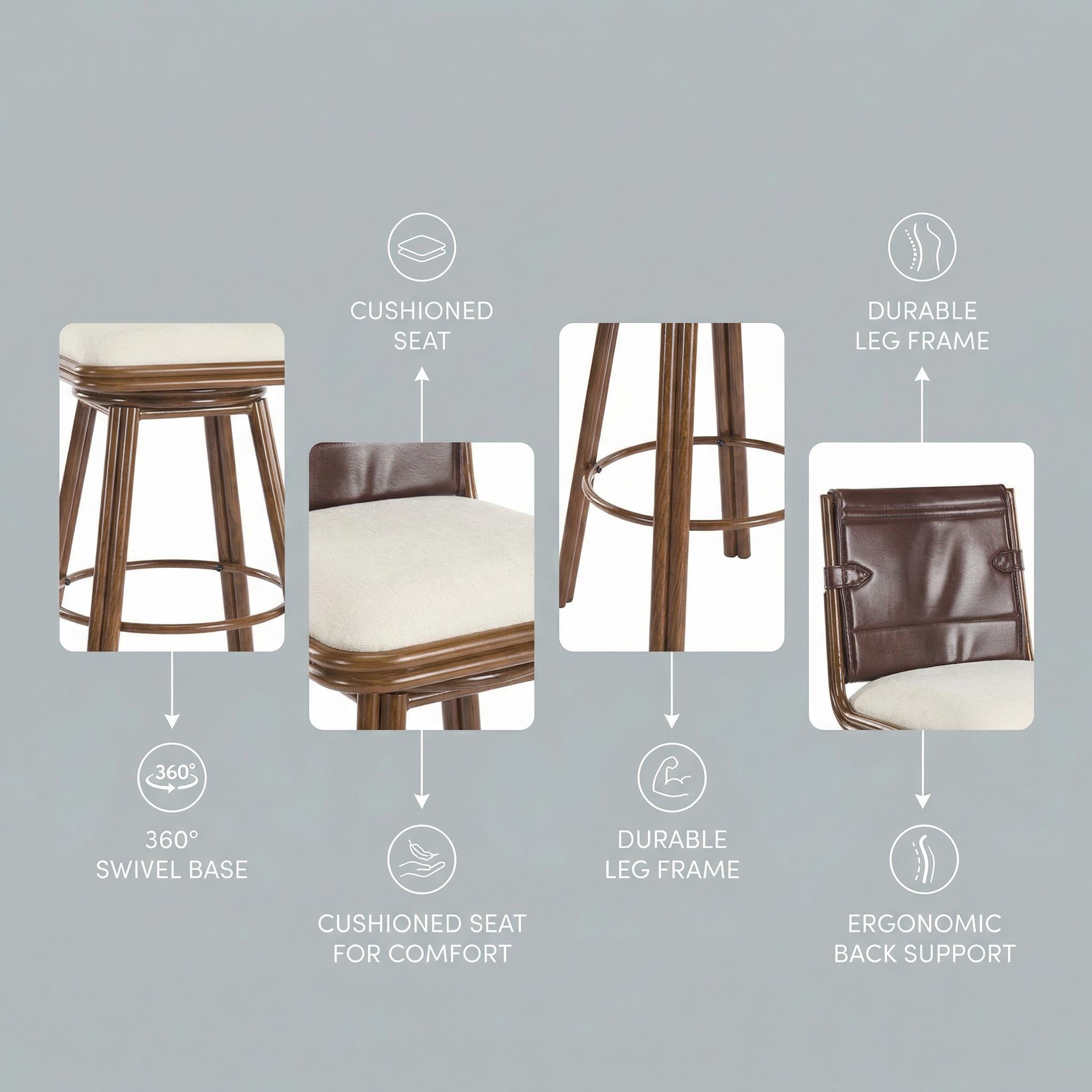 Sonoma 29" Swivel Counter Height PU Leather Upholstered Bar Stools Set of 2