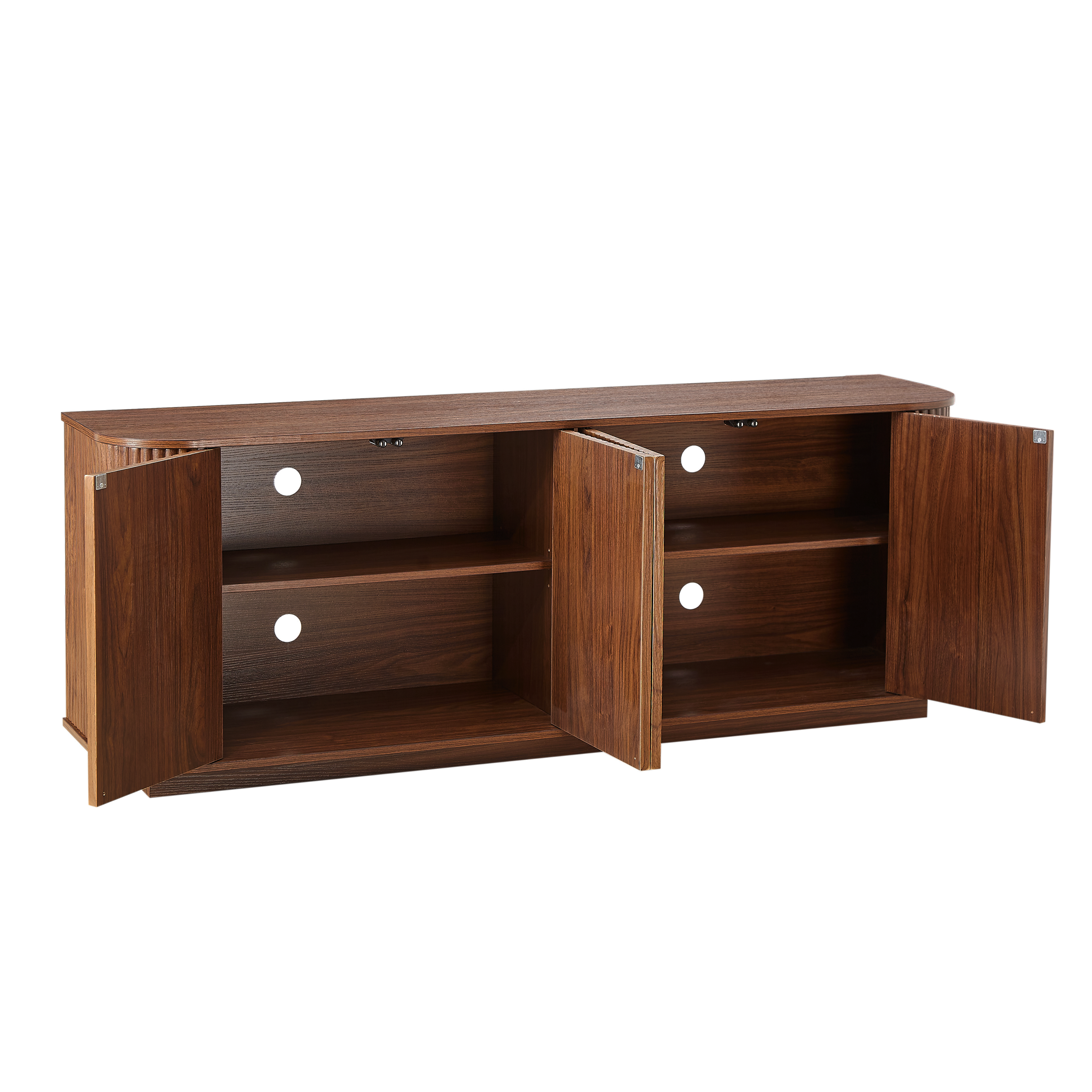 Kyoto Sideboard TV Cabinet with Fluted Doors & Drawers, Walnut