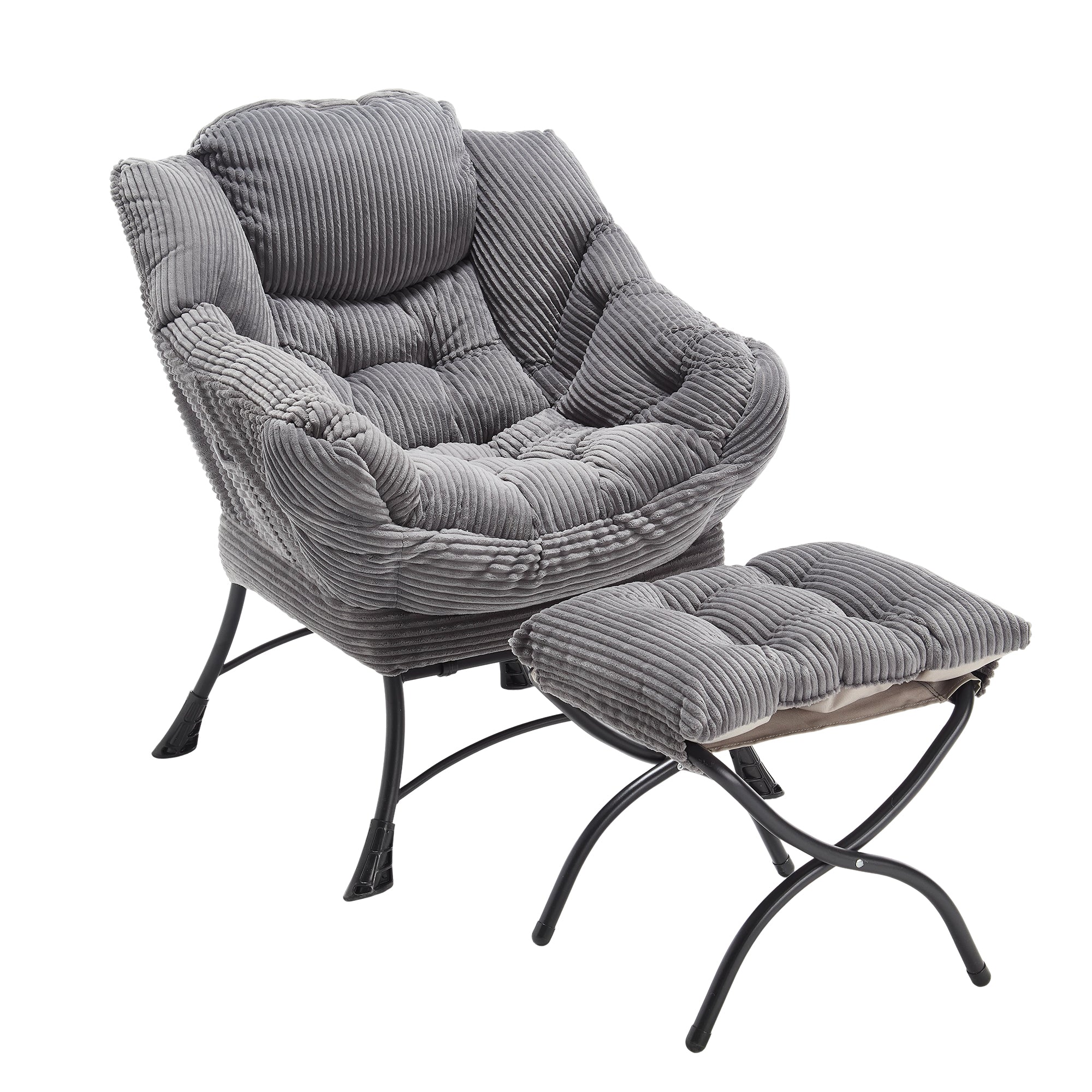 Homy Casa Cyrene Lazy Chair with Ottoman Modern Lounge Accent Chair for Living Room, Bedroom, Small Space Open Box