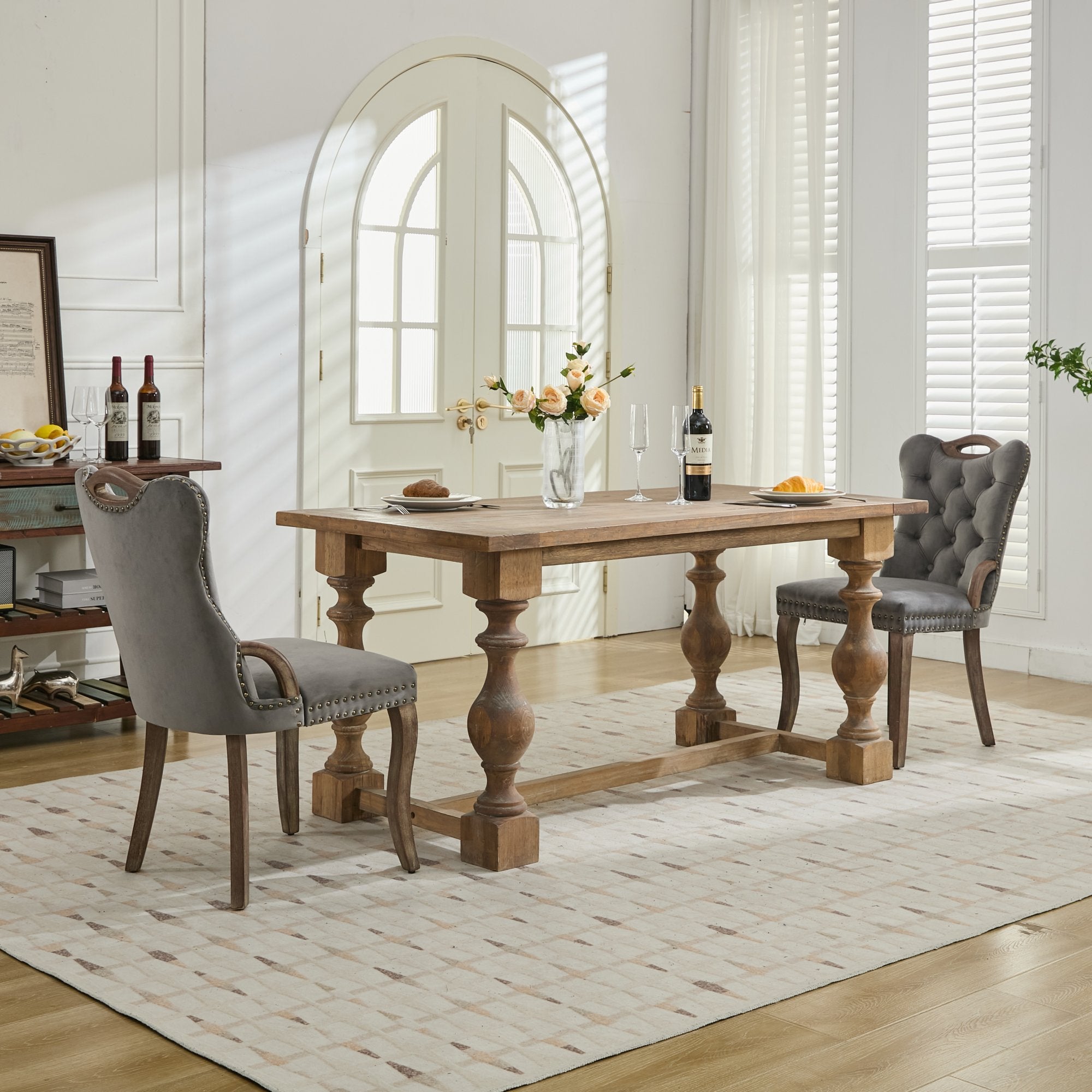 Elbe Modern Velvet Dining Chair Set of 2 with Tufted Trim