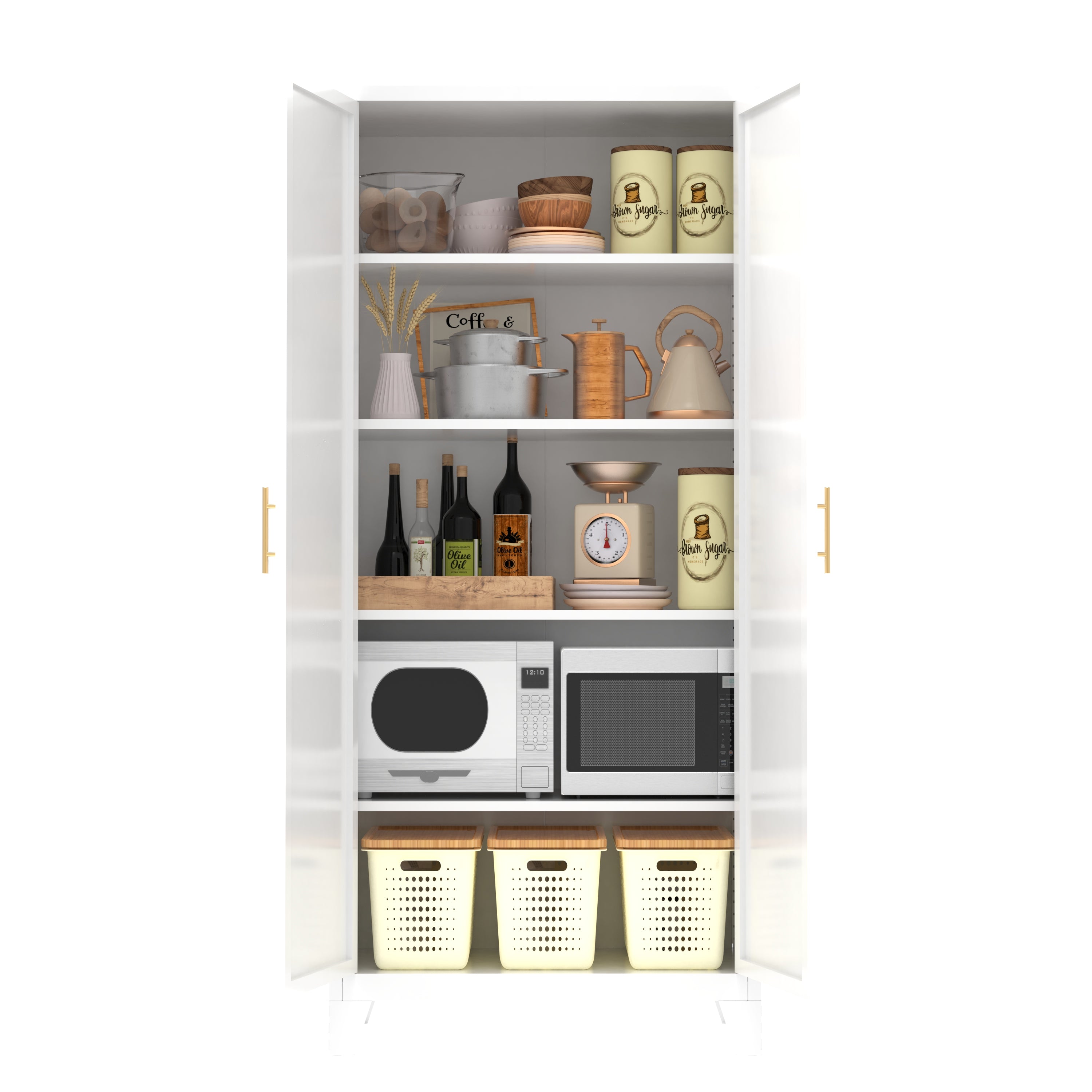 Elva 71" Storage Cabinet with Adjustable Shelves