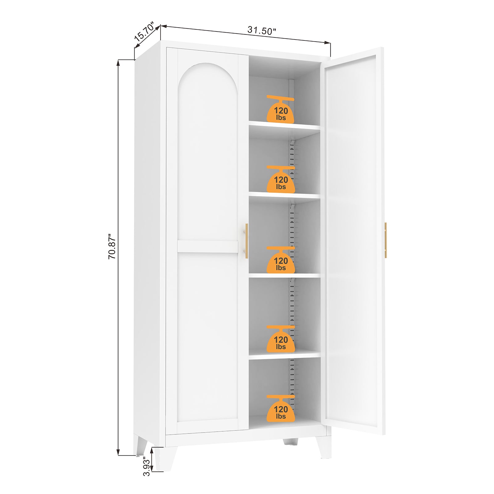 Elva 71" Storage Cabinet with Adjustable Shelves