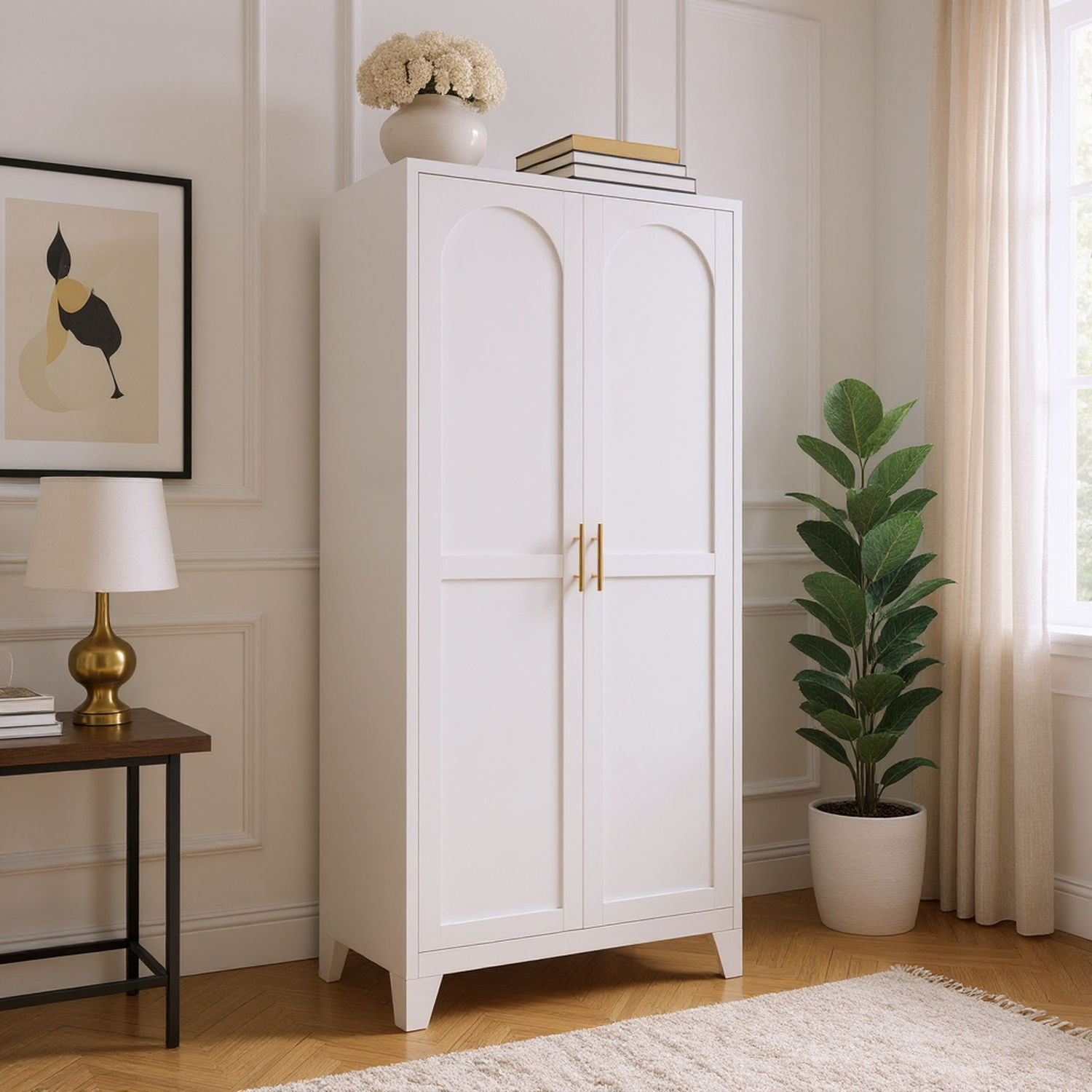 Elva 71" Storage Cabinet with Adjustable Shelves