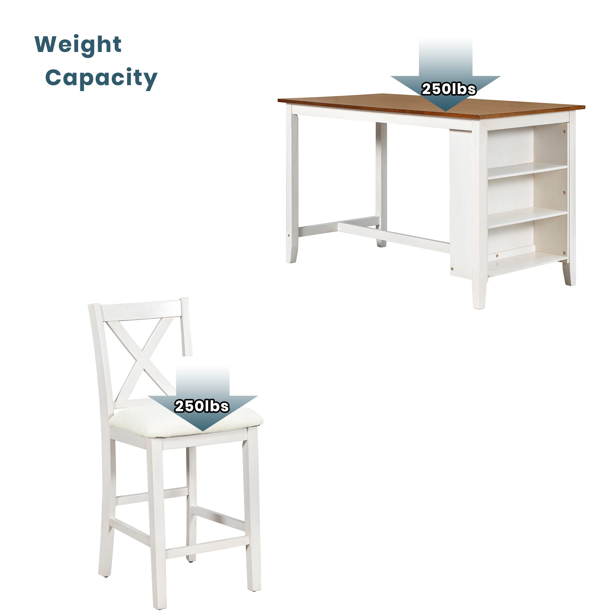 Erie 5 Pieces Counter Height Wooden Bar Table Set with 4 Bar Stools